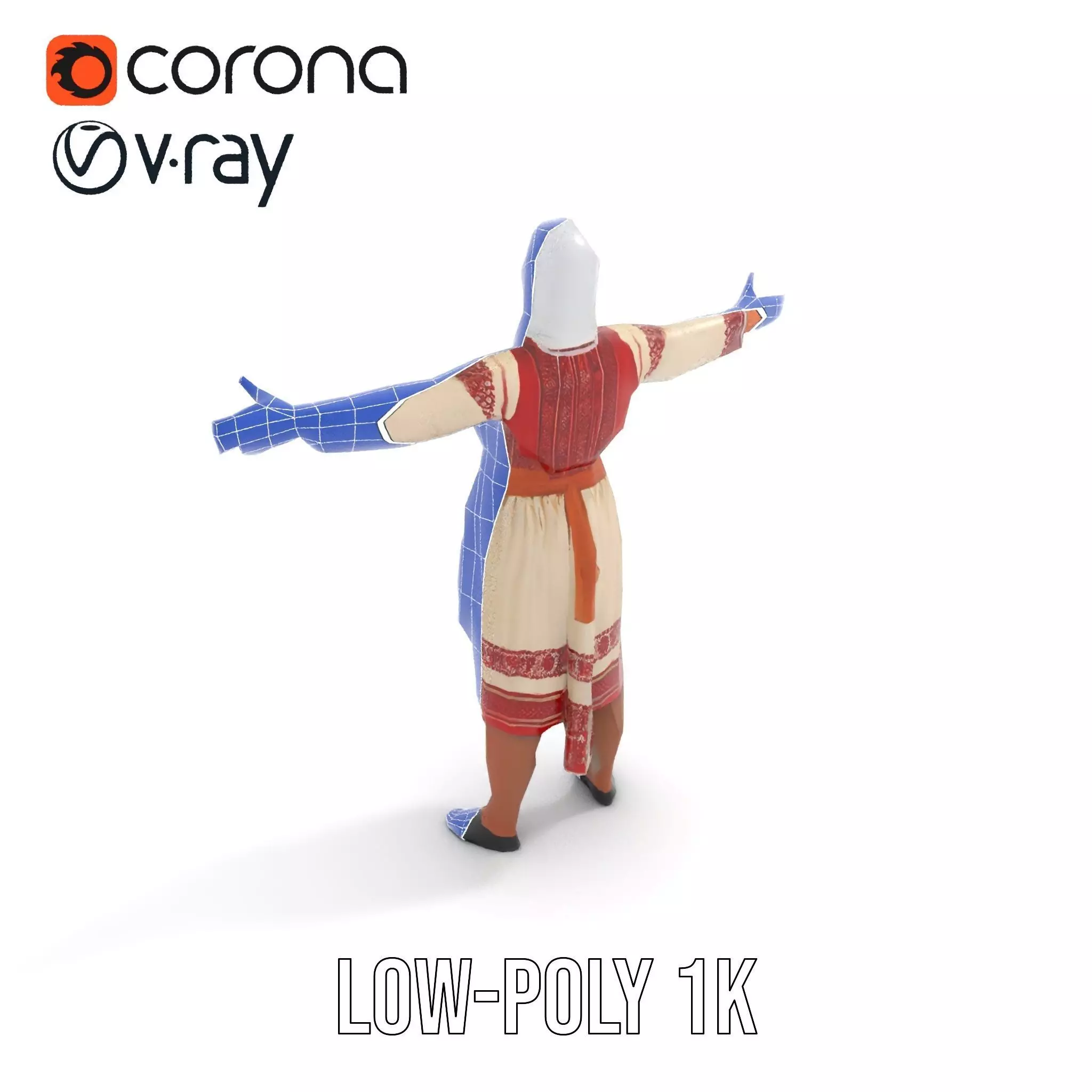 Traditional Embroidered Dress model pack Low-poly 3D model_12