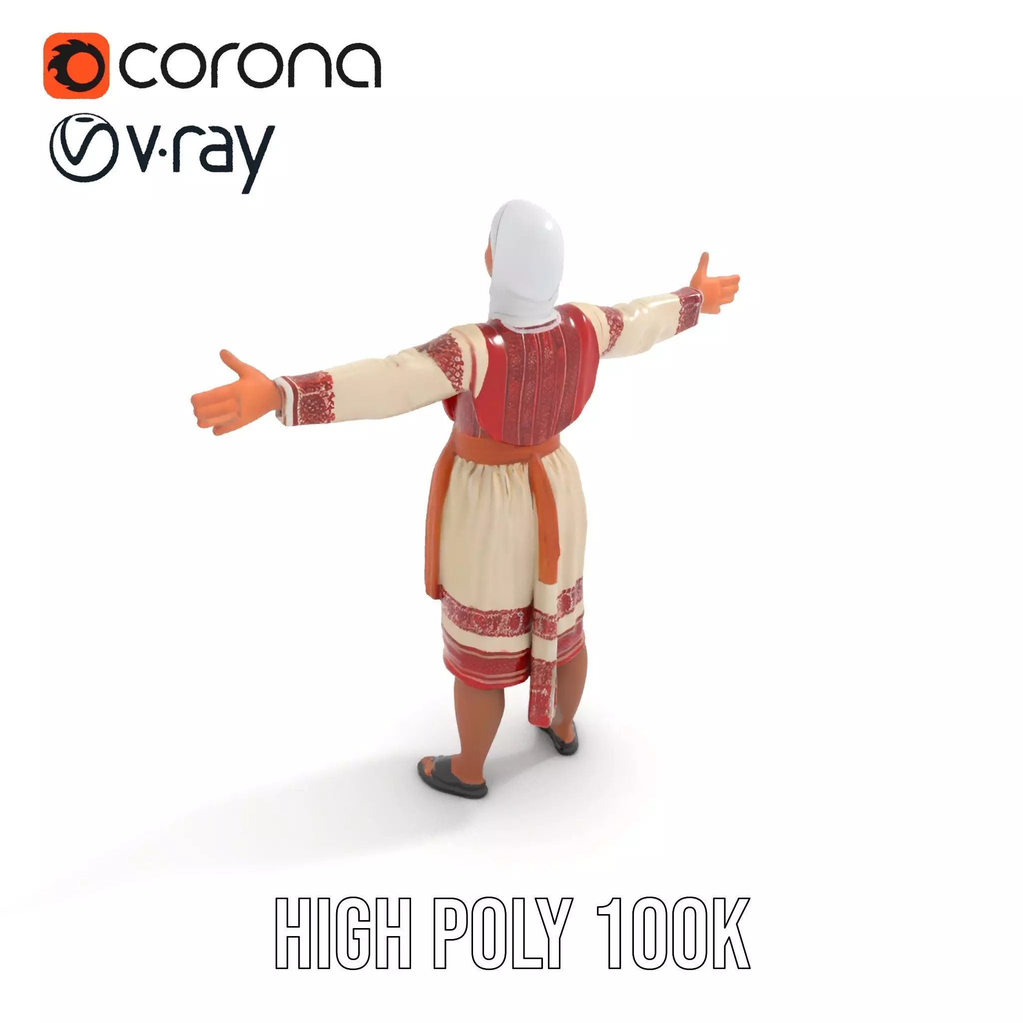 Traditional Embroidered Dress model pack Low-poly 3D model_15