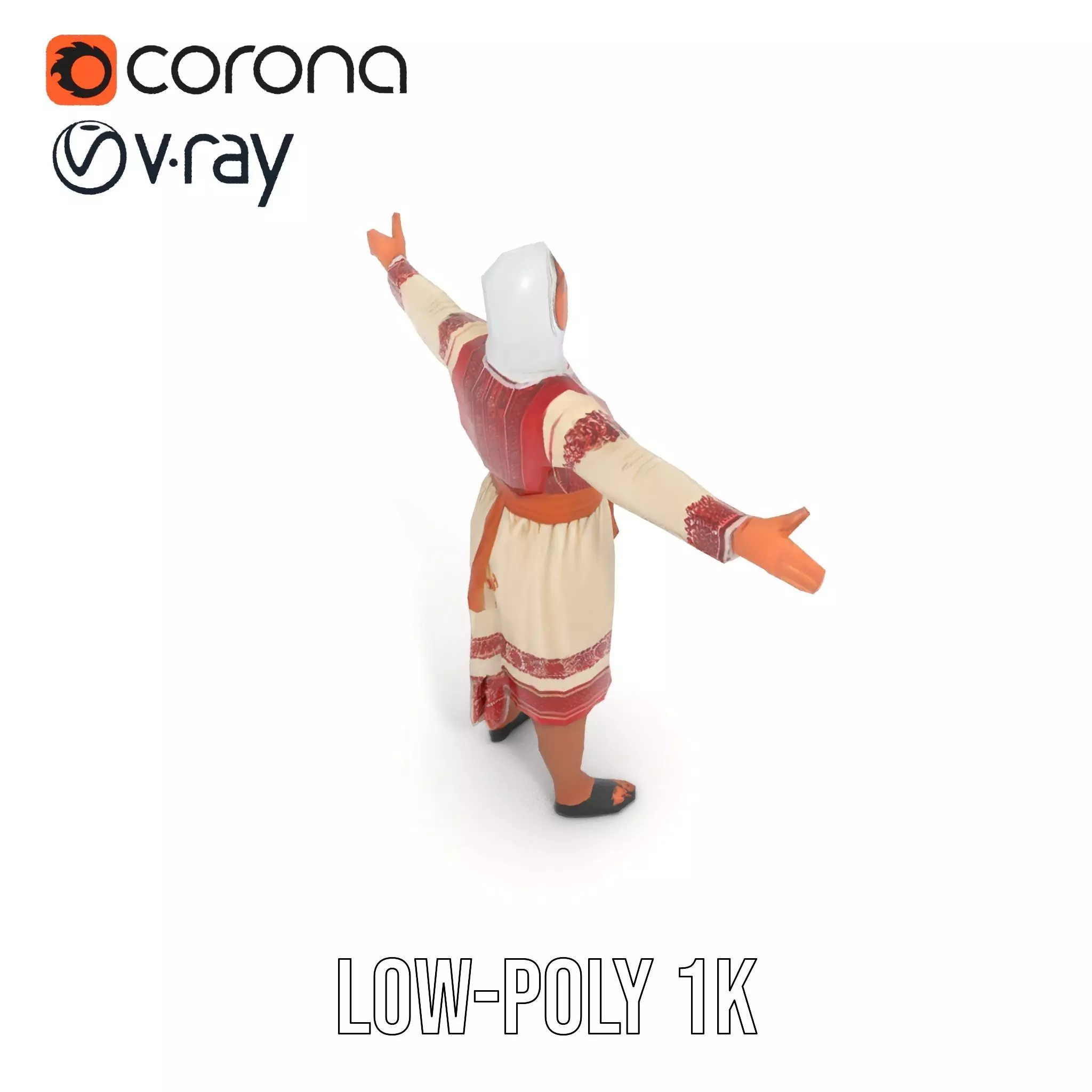 Traditional Embroidered Dress model pack Low-poly 3D model_27