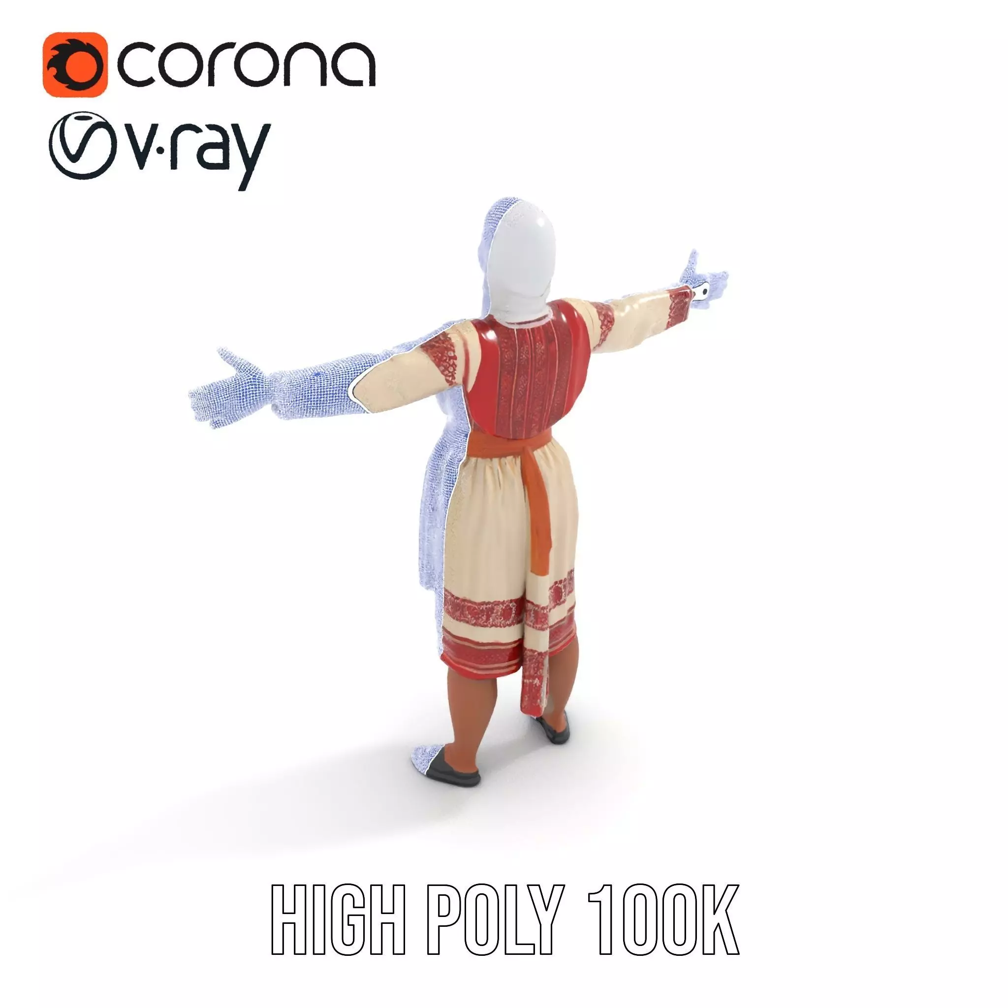 Traditional Embroidered Dress model pack Low-poly 3D model_18