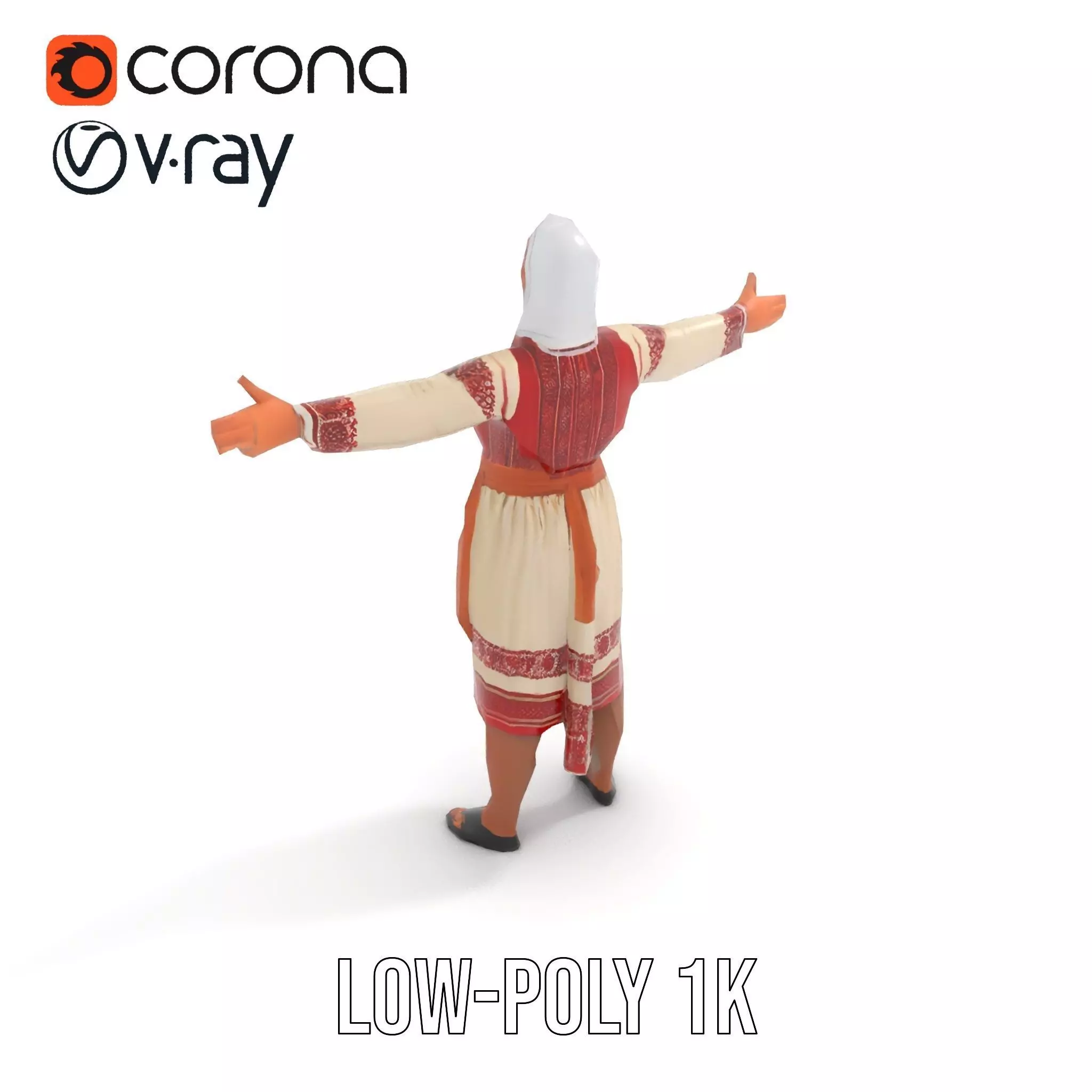 Traditional Embroidered Dress model pack Low-poly 3D model_7