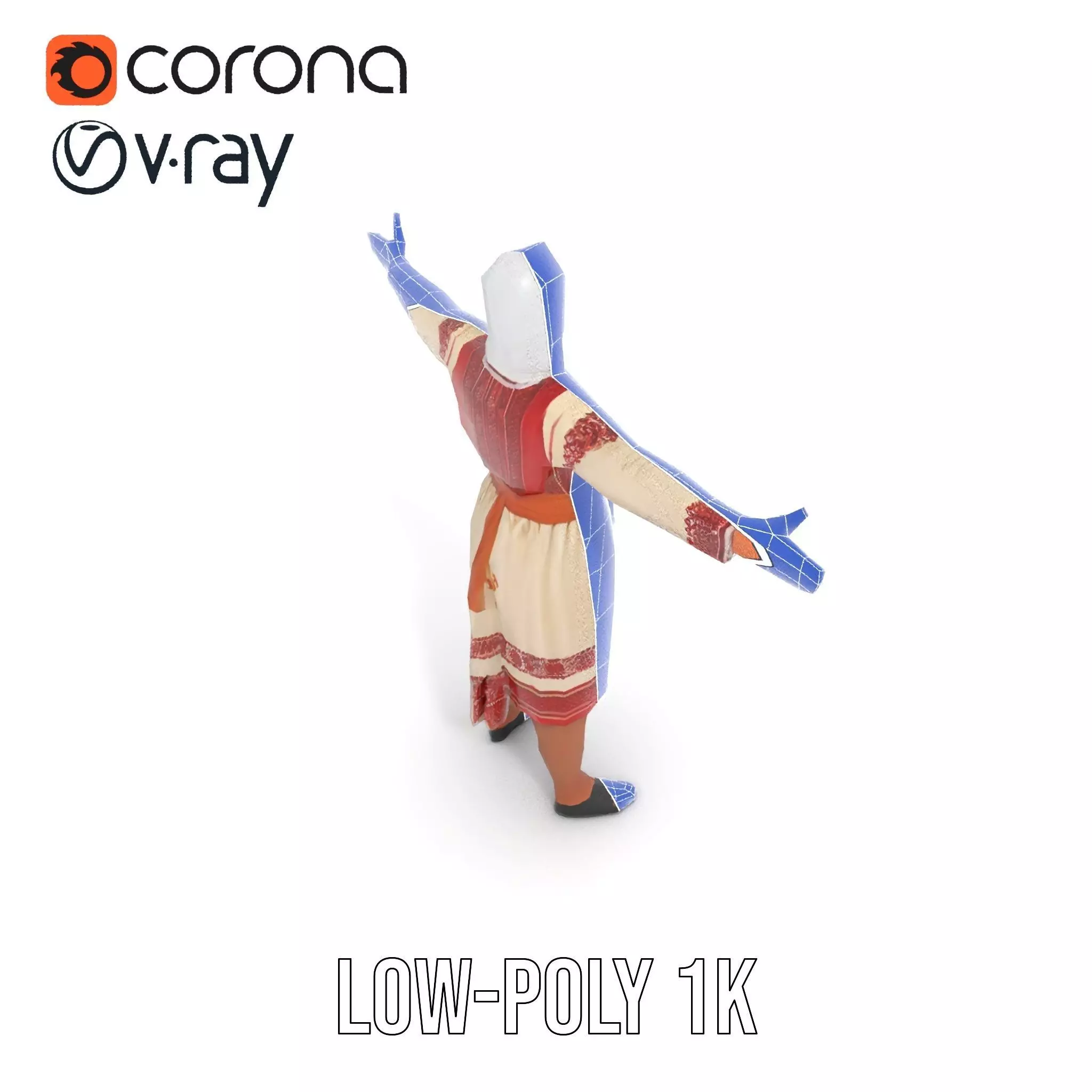 Traditional Embroidered Dress model pack Low-poly 3D model_30