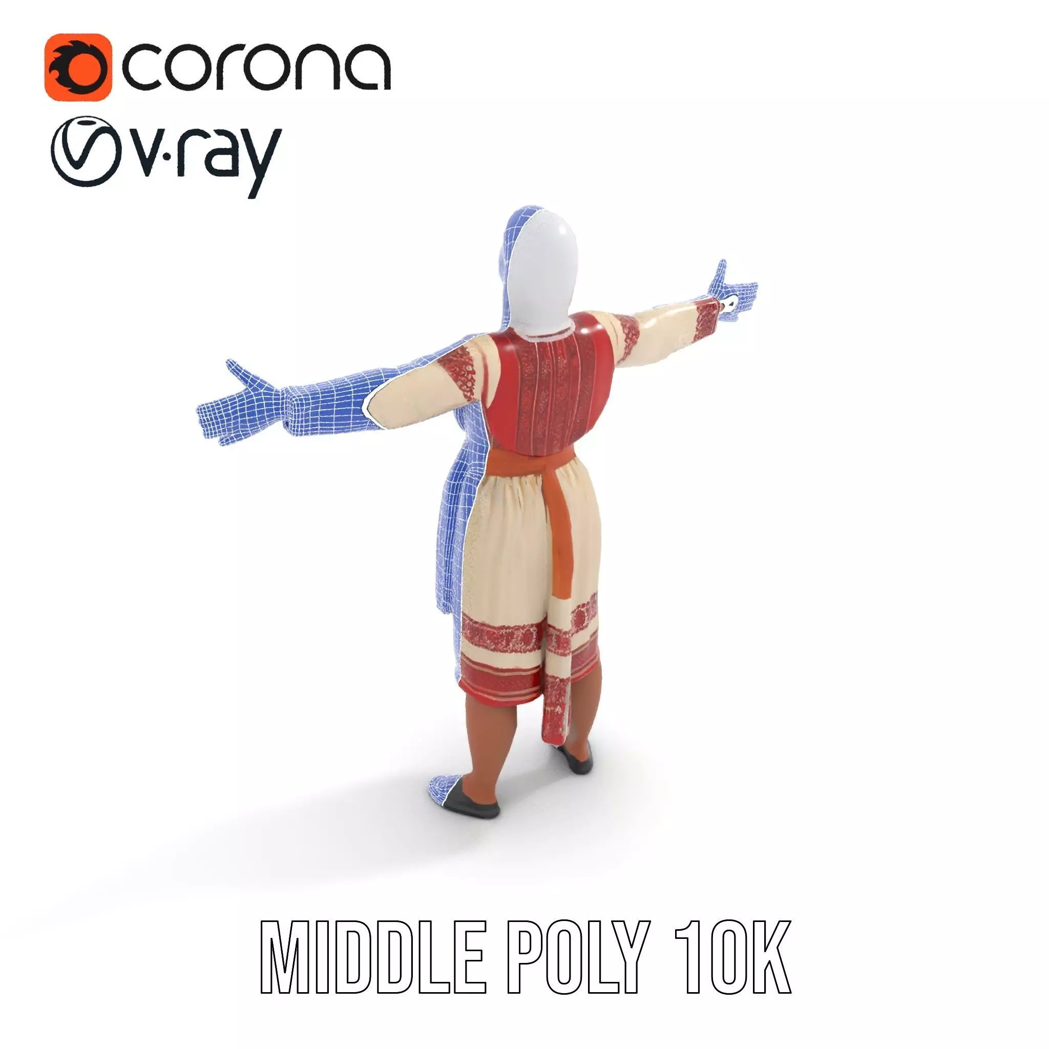 Traditional Embroidered Dress model pack Low-poly 3D model_19