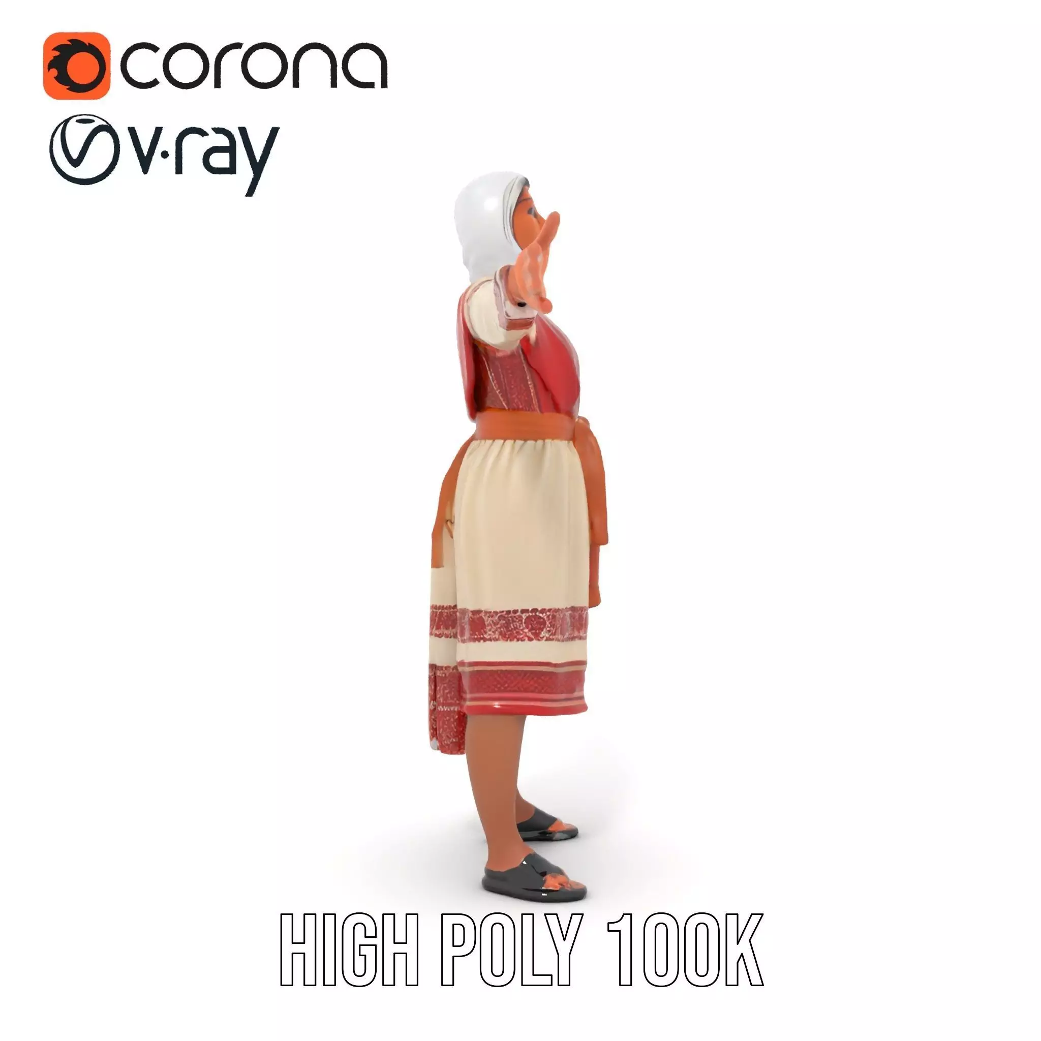 Traditional Embroidered Dress model pack Low-poly 3D model_28