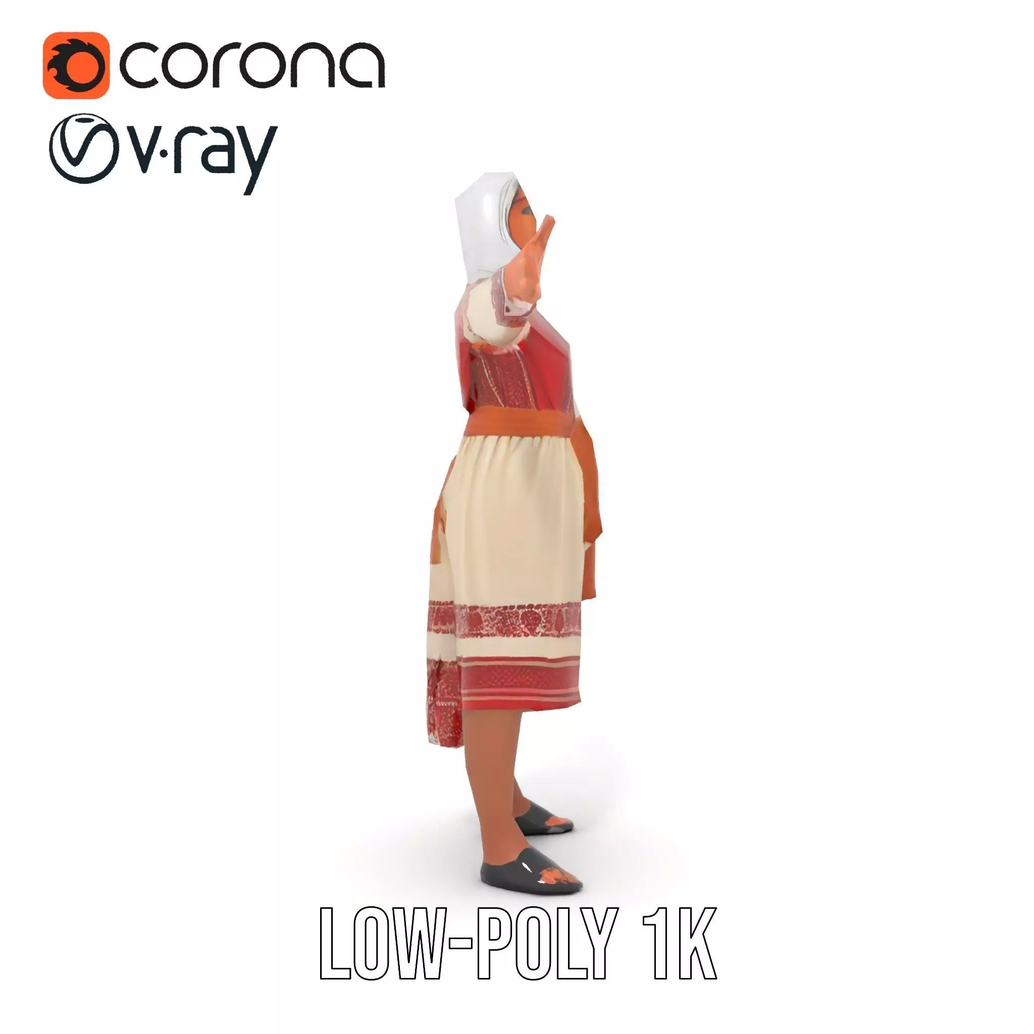 Traditional Embroidered Dress model pack Low-poly 3D model_24