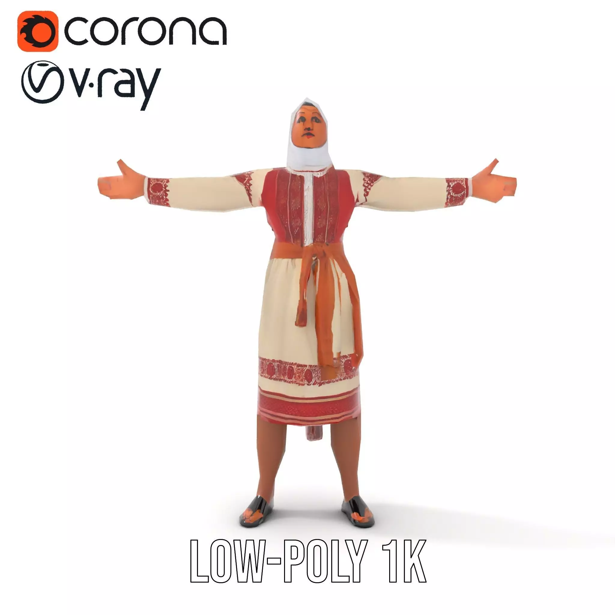 Traditional Embroidered Dress model pack Low-poly 3D model_14