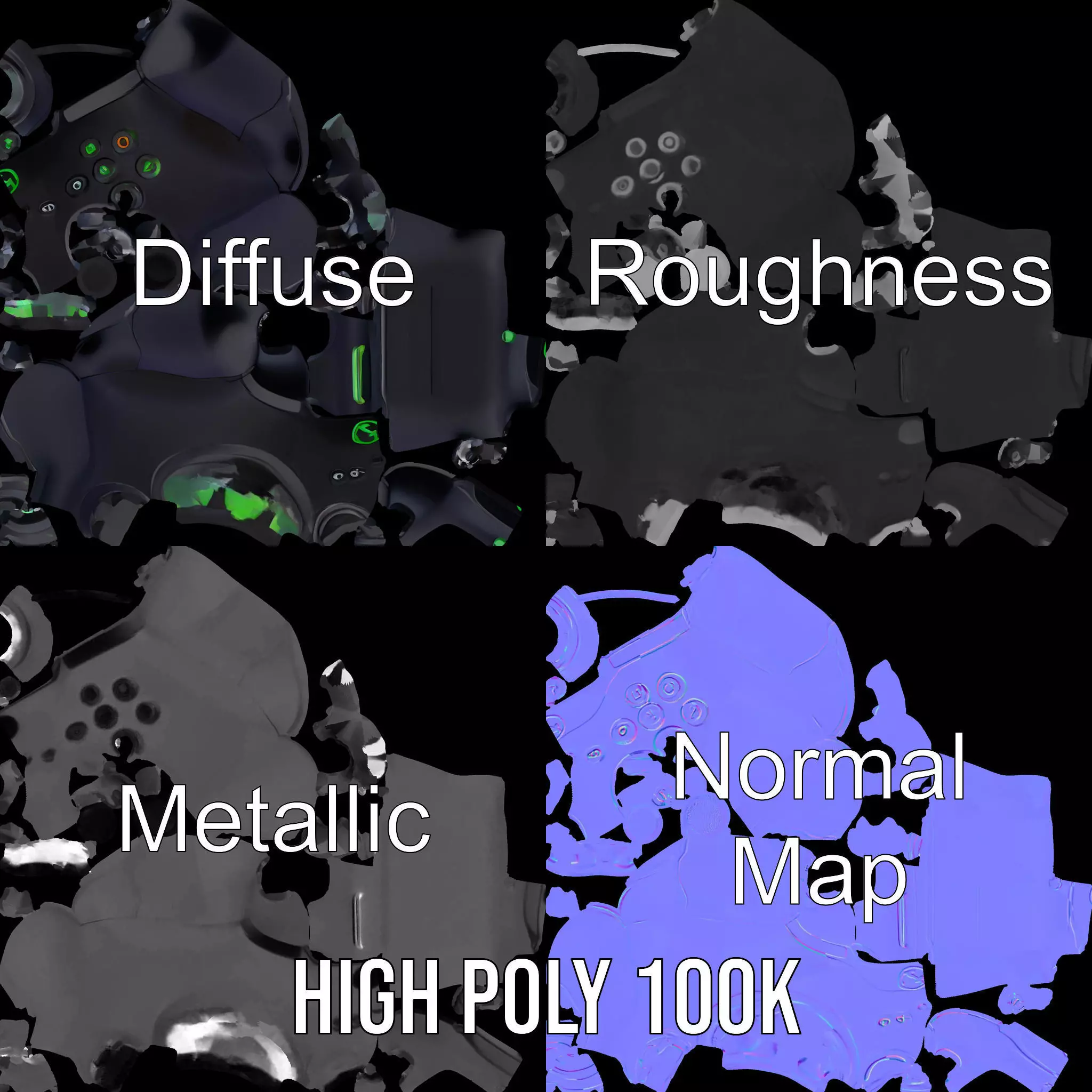 Black Gaming Controller model pack Low-poly 3D model_3