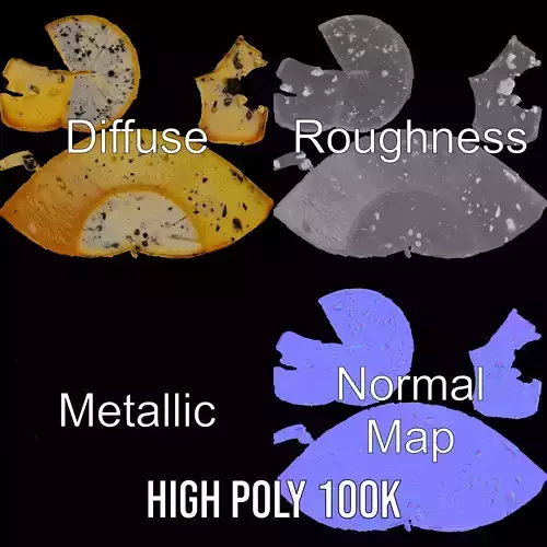 Herb Gouda Cheese model pack Low-poly 3D model 3