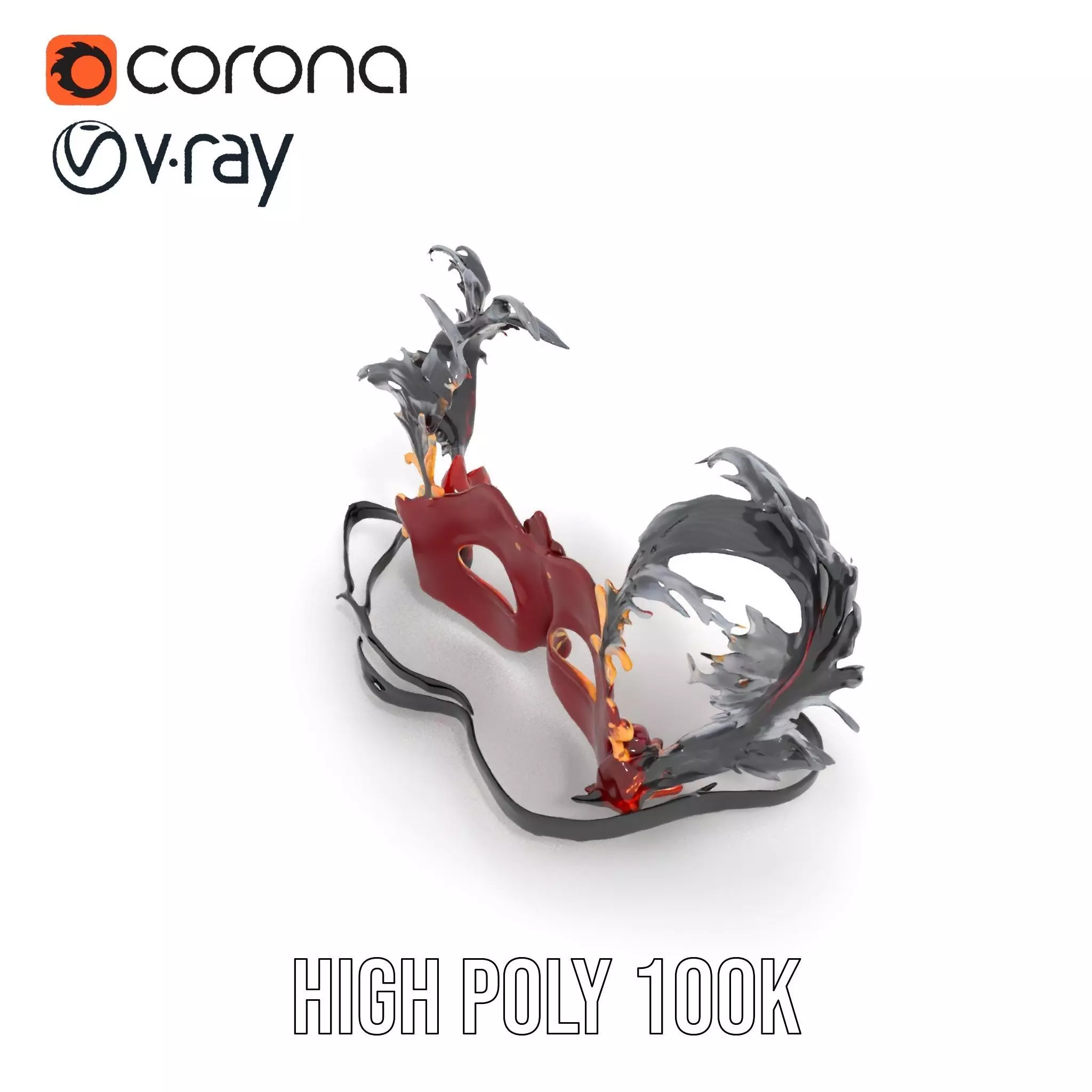 Elegant Venetian Mask model pack Low-poly 3D model_15