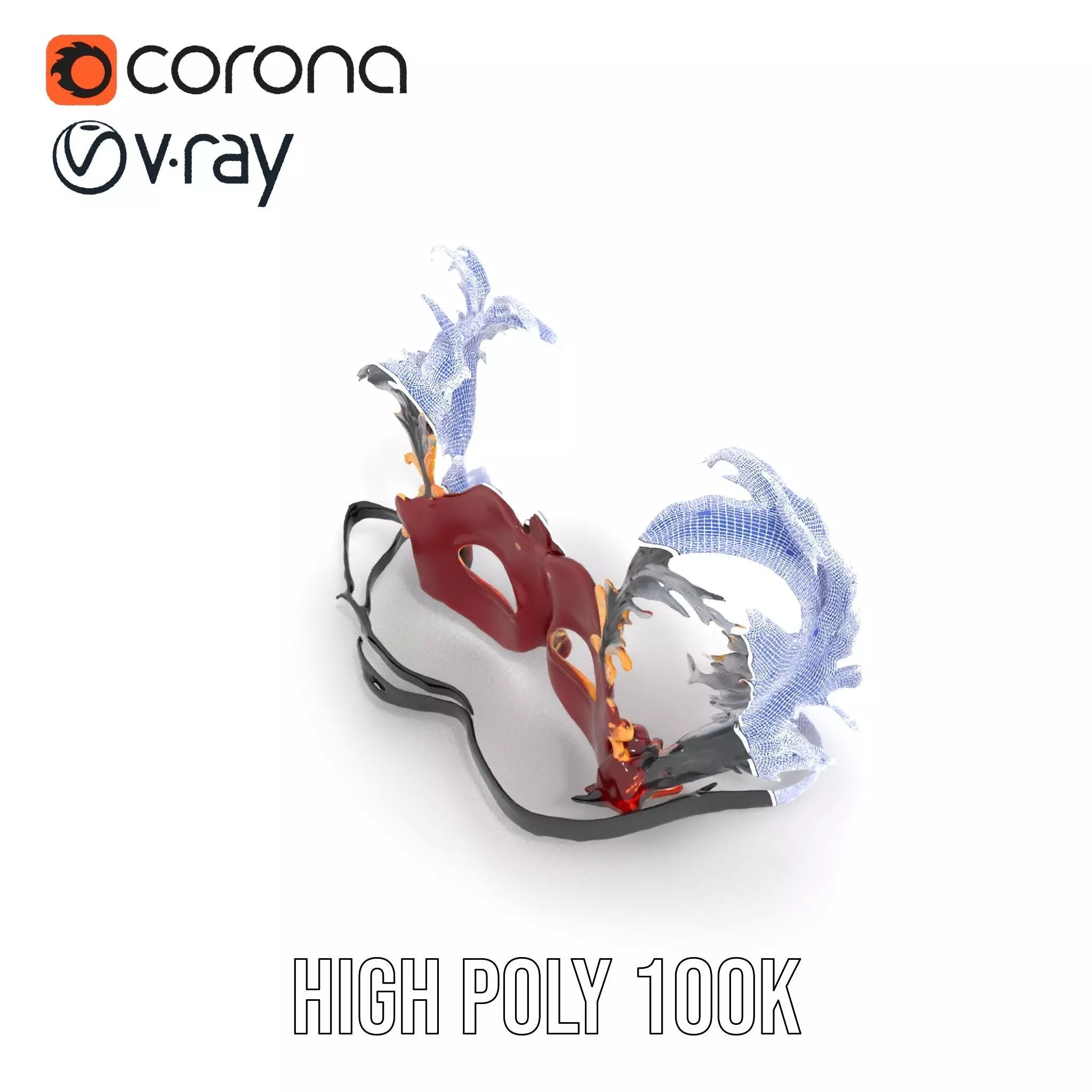 Elegant Venetian Mask model pack Low-poly 3D model_31