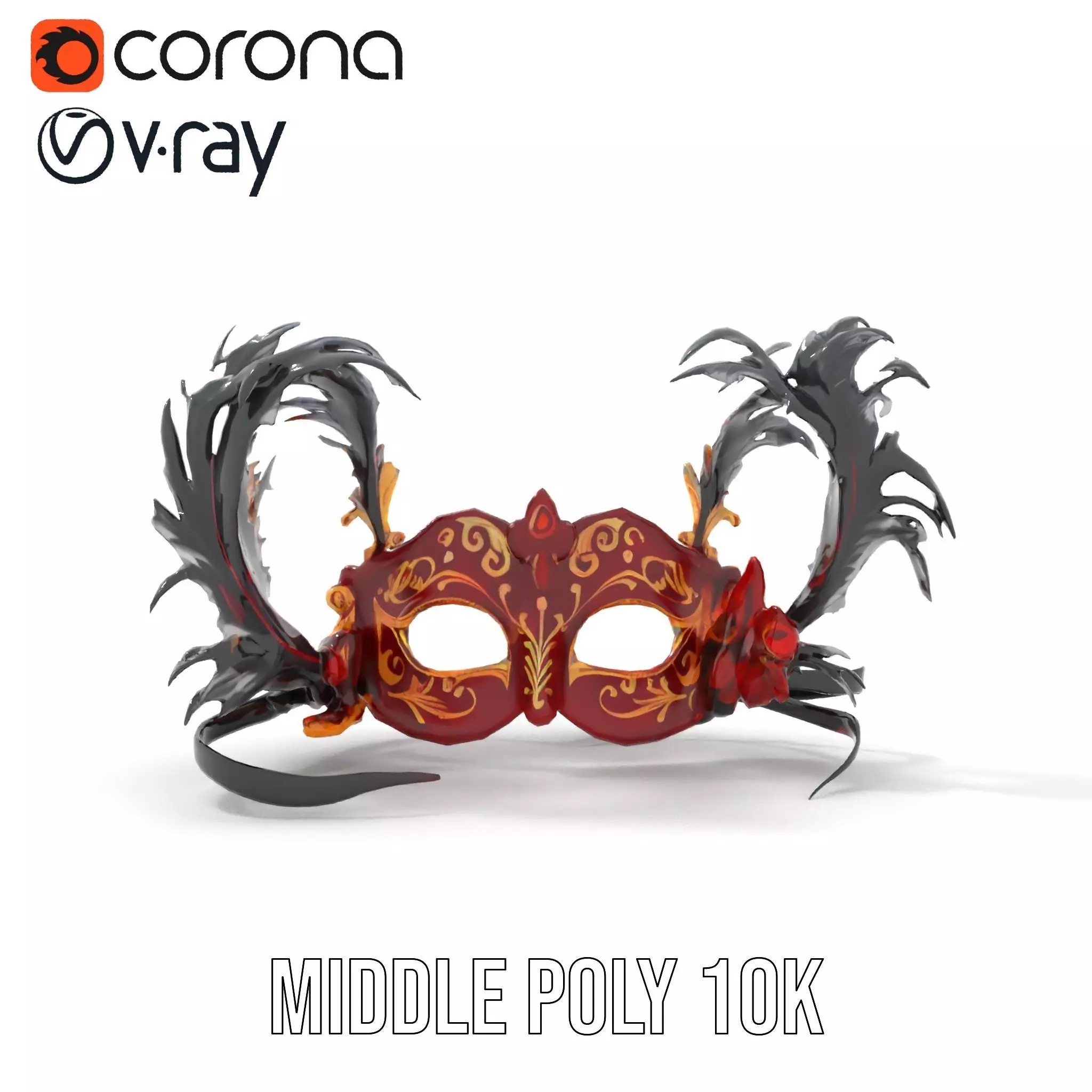 Elegant Venetian Mask model pack Low-poly 3D model_5