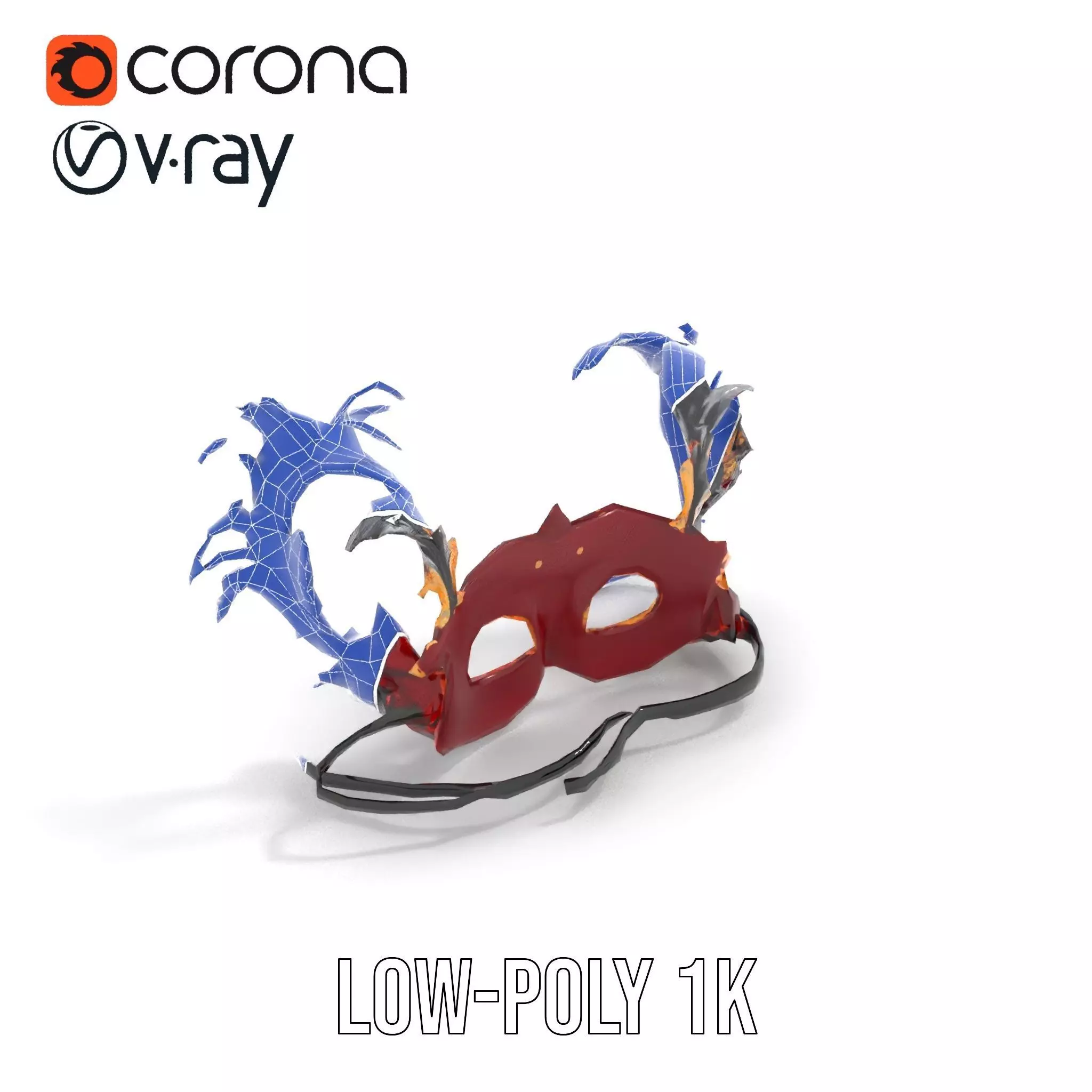 Elegant Venetian Mask model pack Low-poly 3D model_14