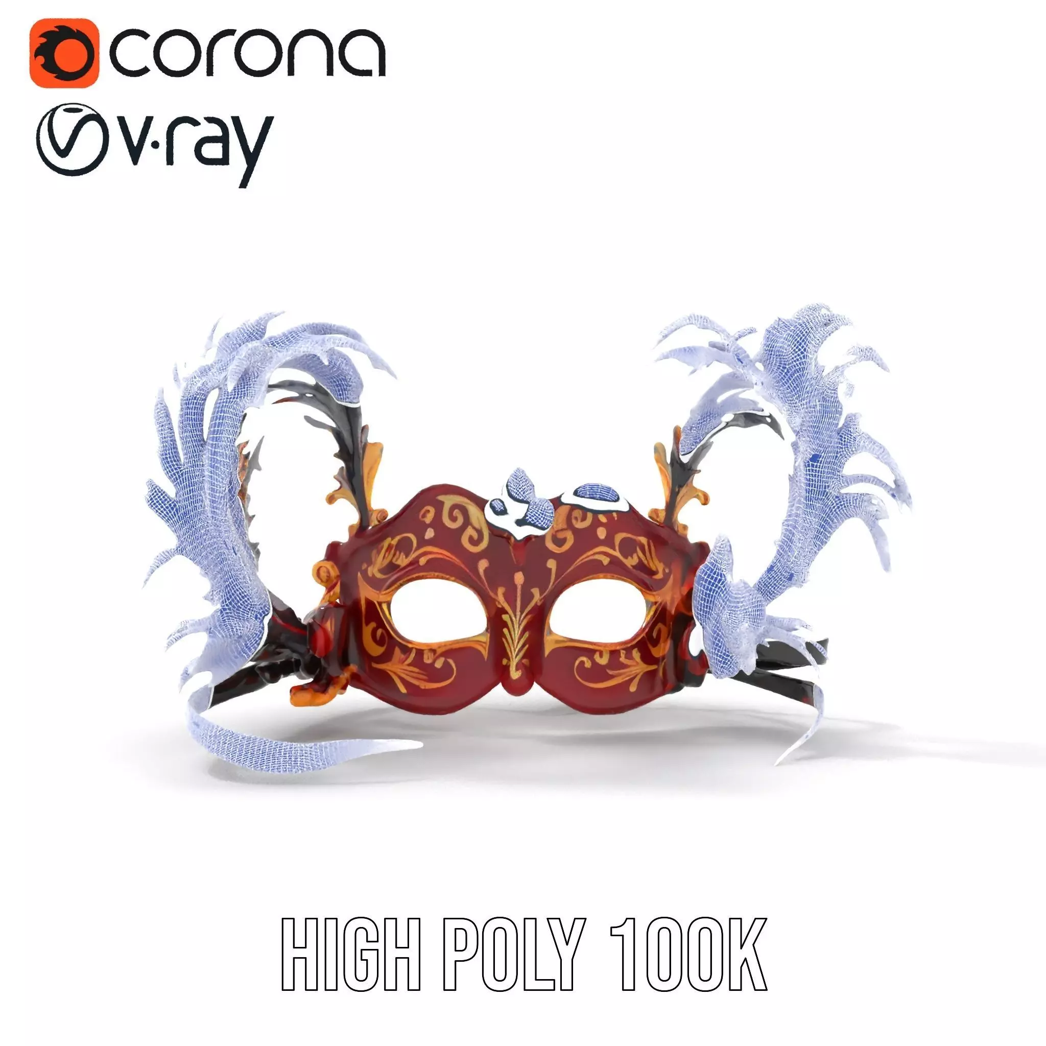 Elegant Venetian Mask model pack Low-poly 3D model_33