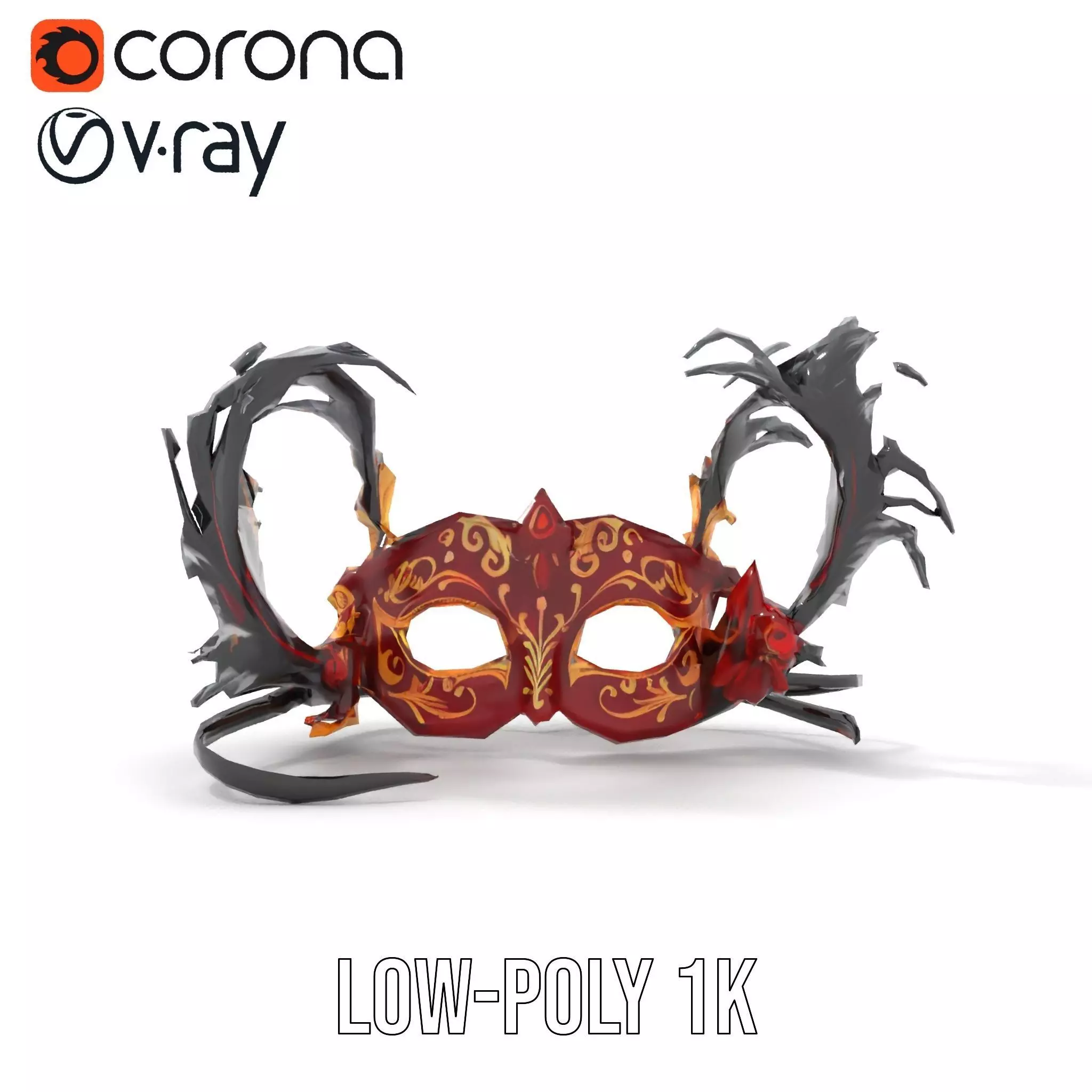 Elegant Venetian Mask model pack Low-poly 3D model_22