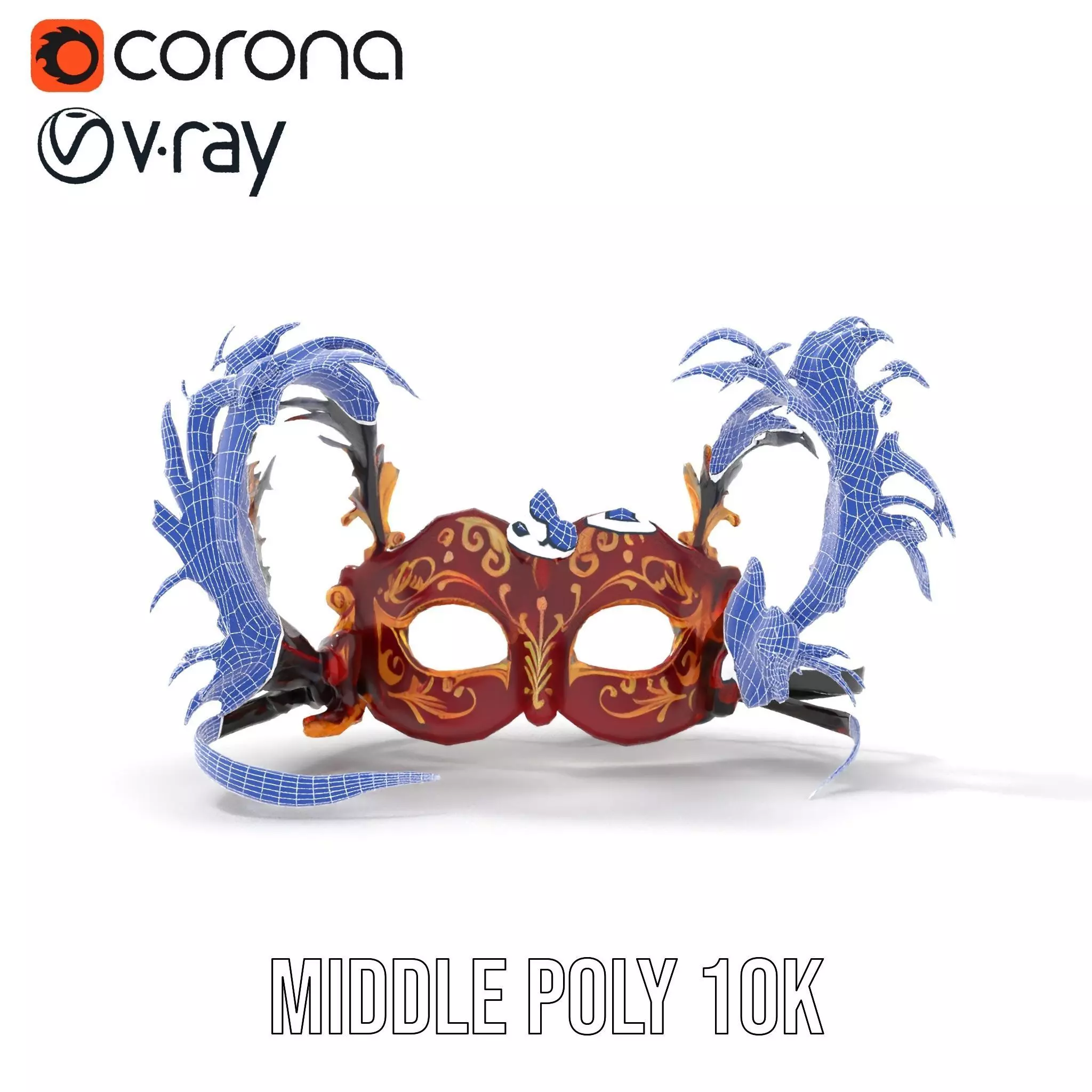 Elegant Venetian Mask model pack Low-poly 3D model_16