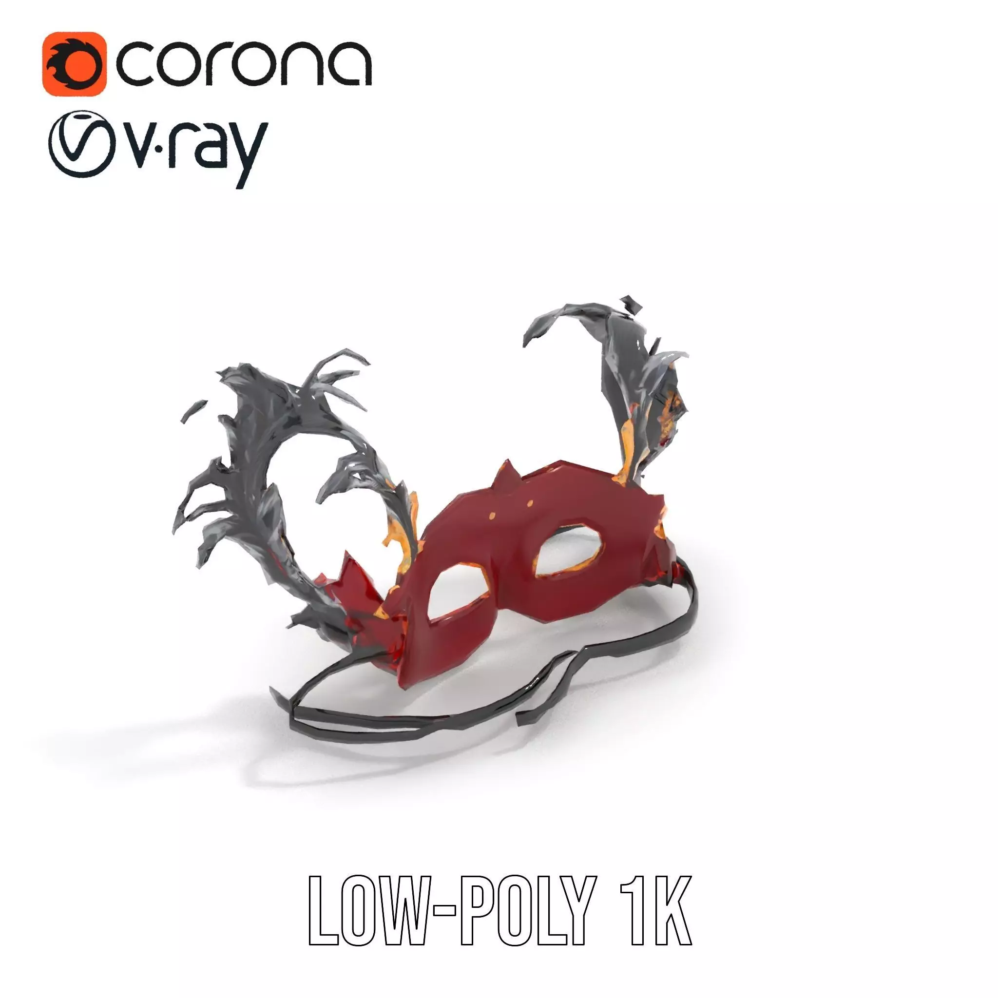 Elegant Venetian Mask model pack Low-poly 3D model_9