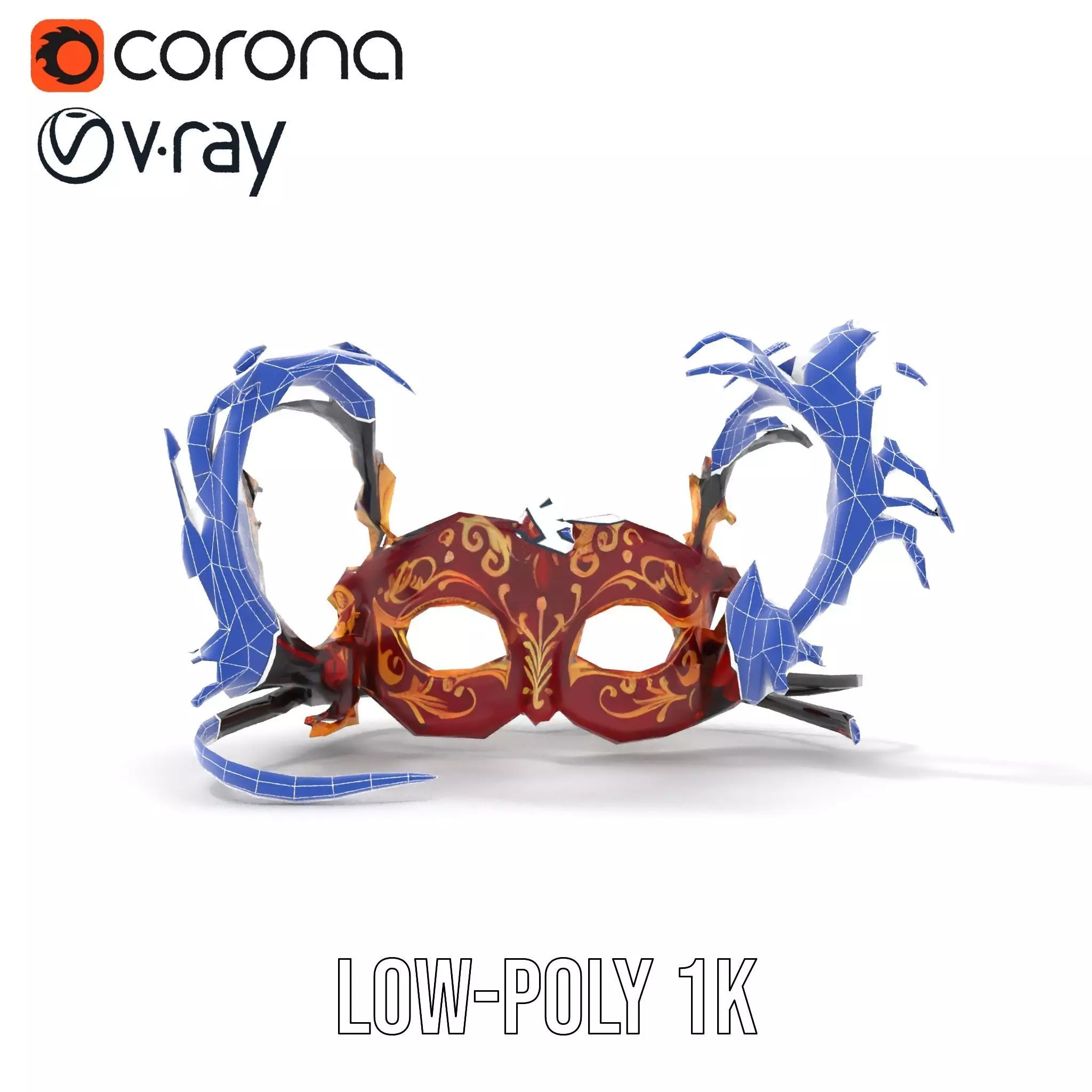 Elegant Venetian Mask model pack Low-poly 3D model_24