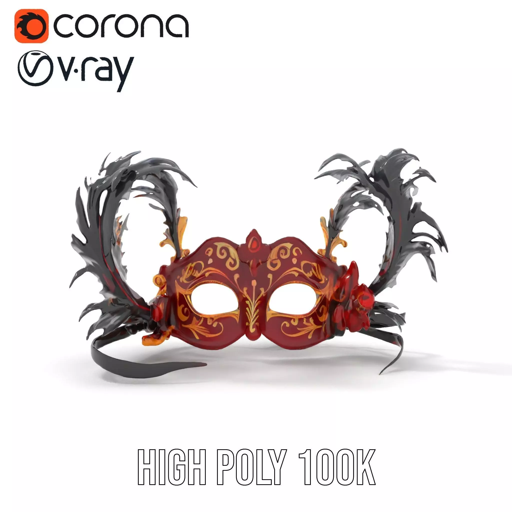 Elegant Venetian Mask model pack Low-poly 3D model_32