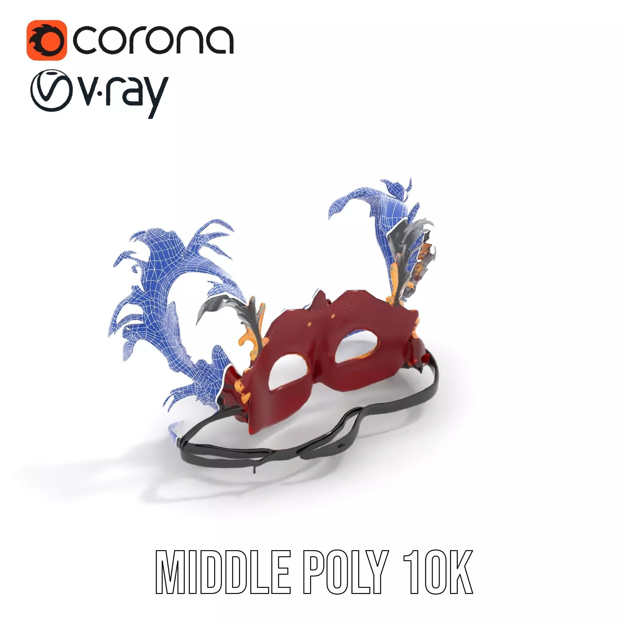 Elegant Venetian Mask model pack Low-poly 3D model_29