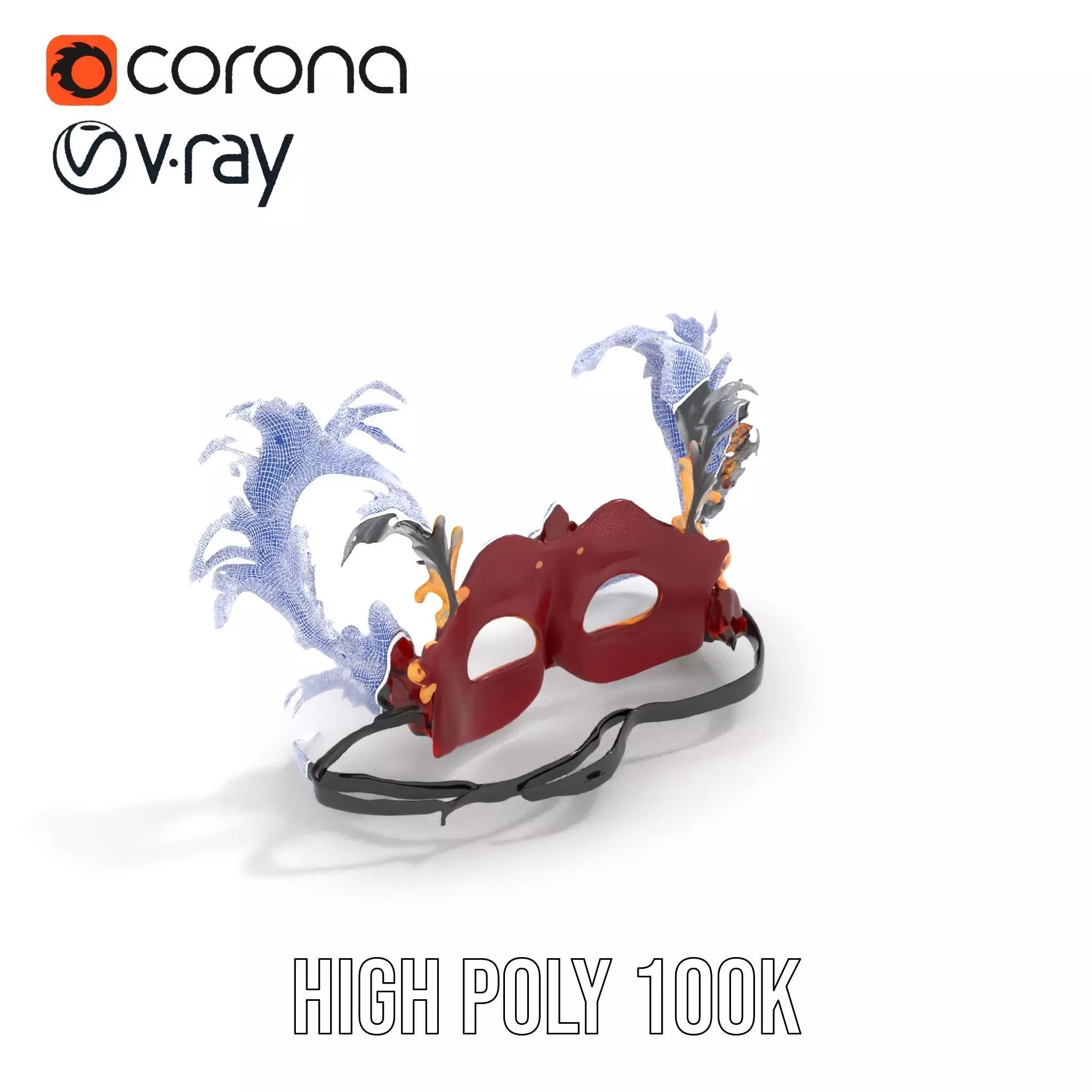 Elegant Venetian Mask model pack Low-poly 3D model_25