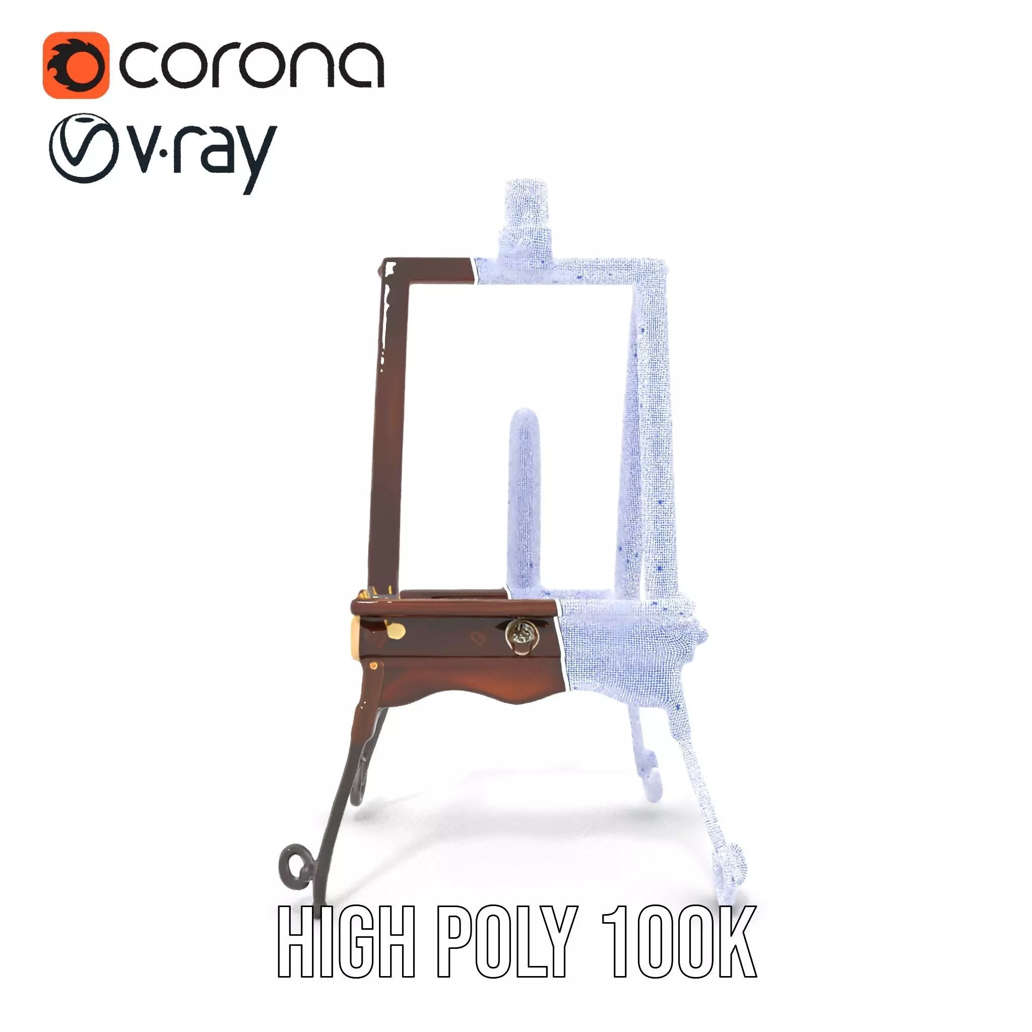 Vintage Wooden Easel model pack Low-poly 3D model_33