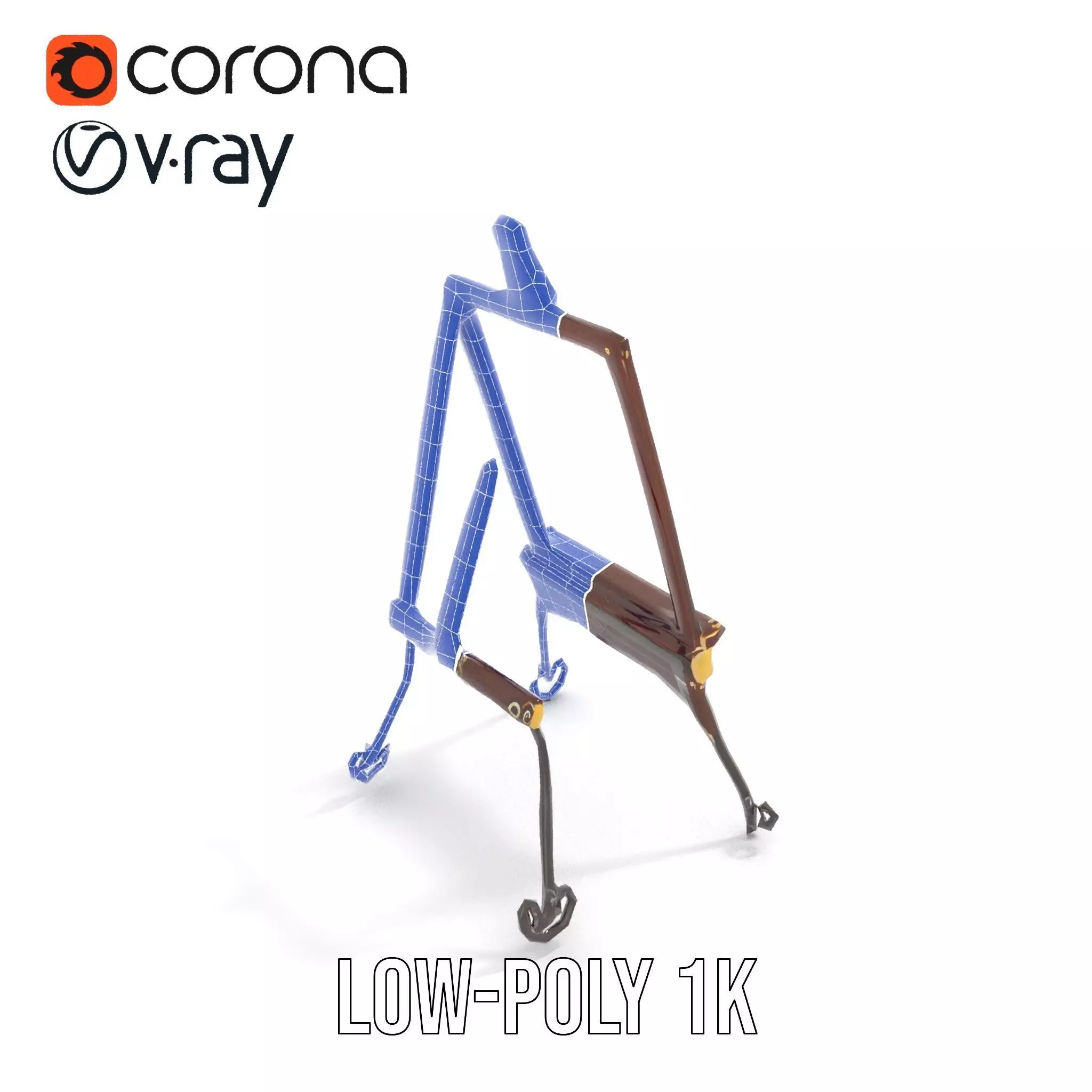 Vintage Wooden Easel model pack Low-poly 3D model_14