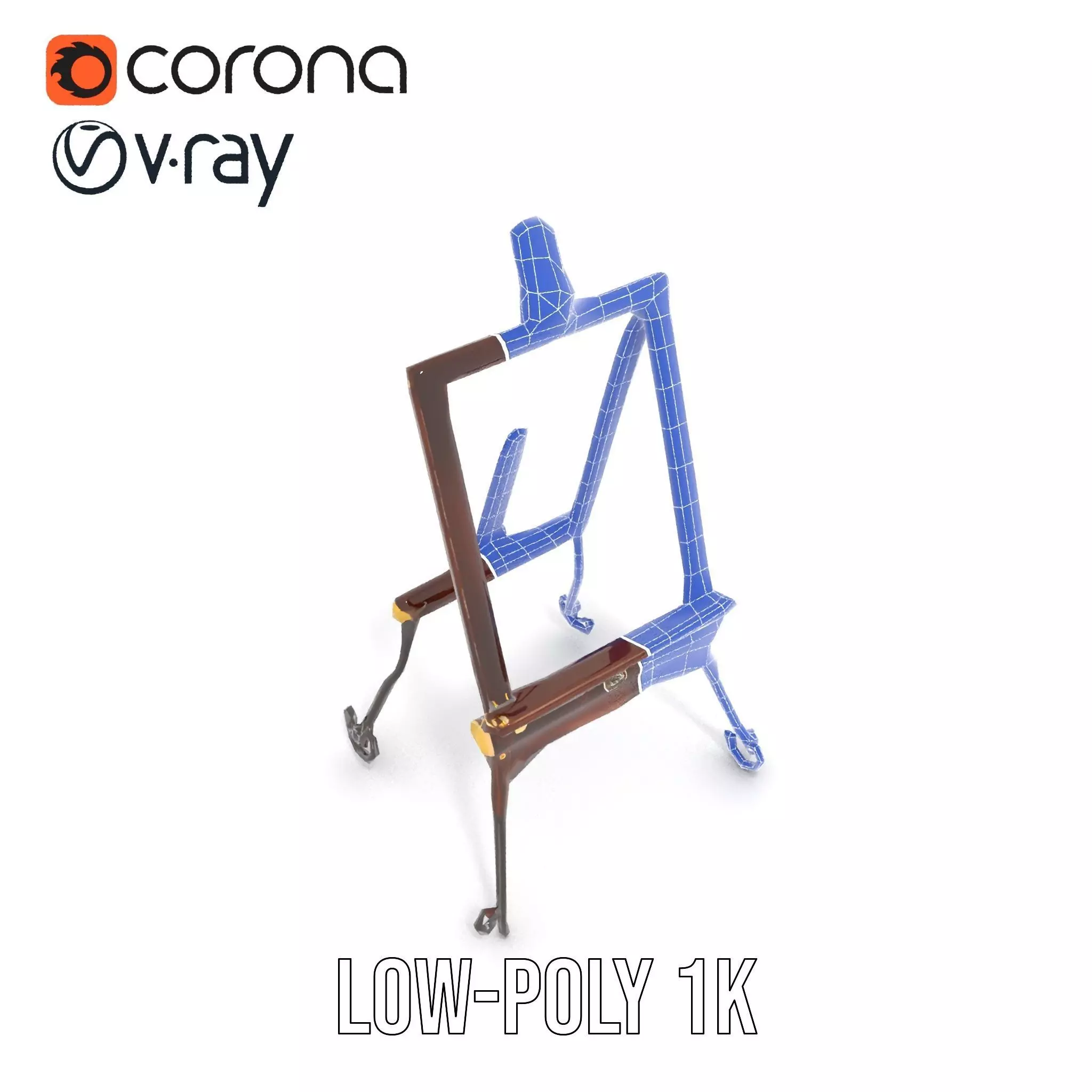Vintage Wooden Easel model pack Low-poly 3D model_25