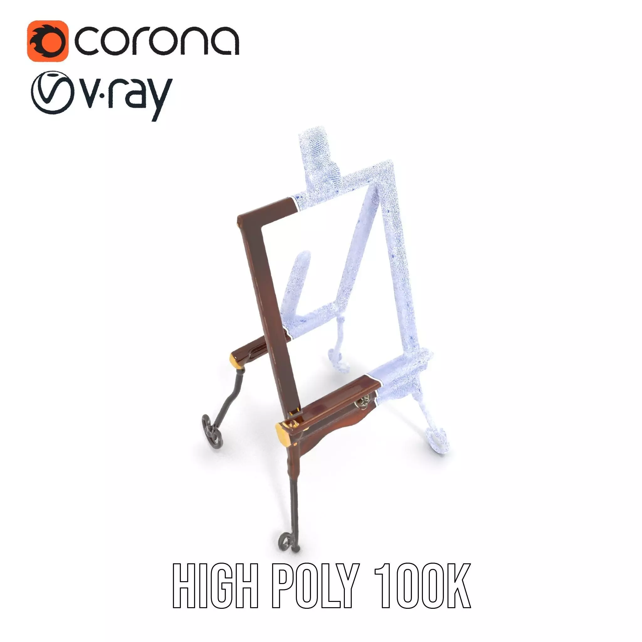 Vintage Wooden Easel model pack Low-poly 3D model_29