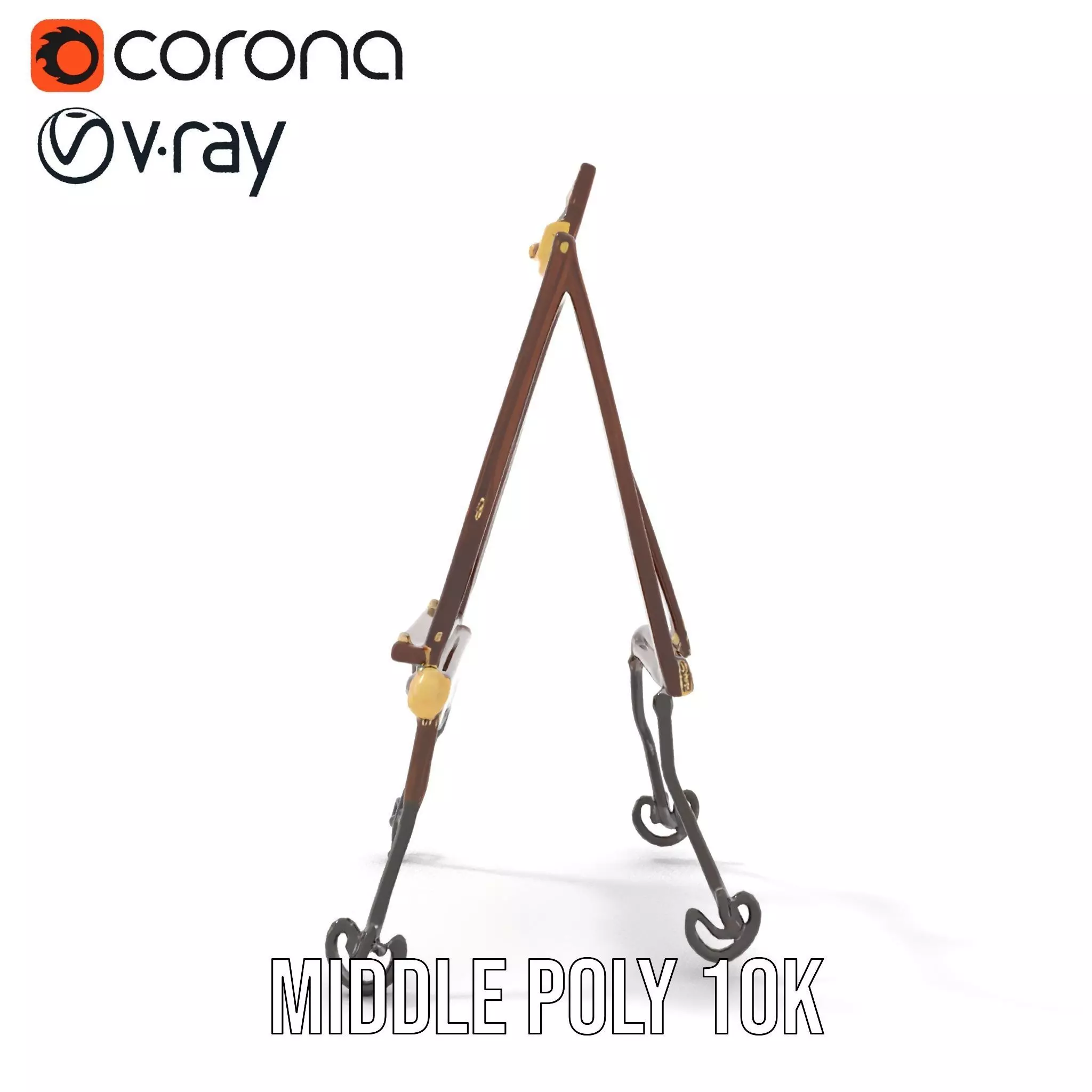 Vintage Wooden Easel model pack Low-poly 3D model_21