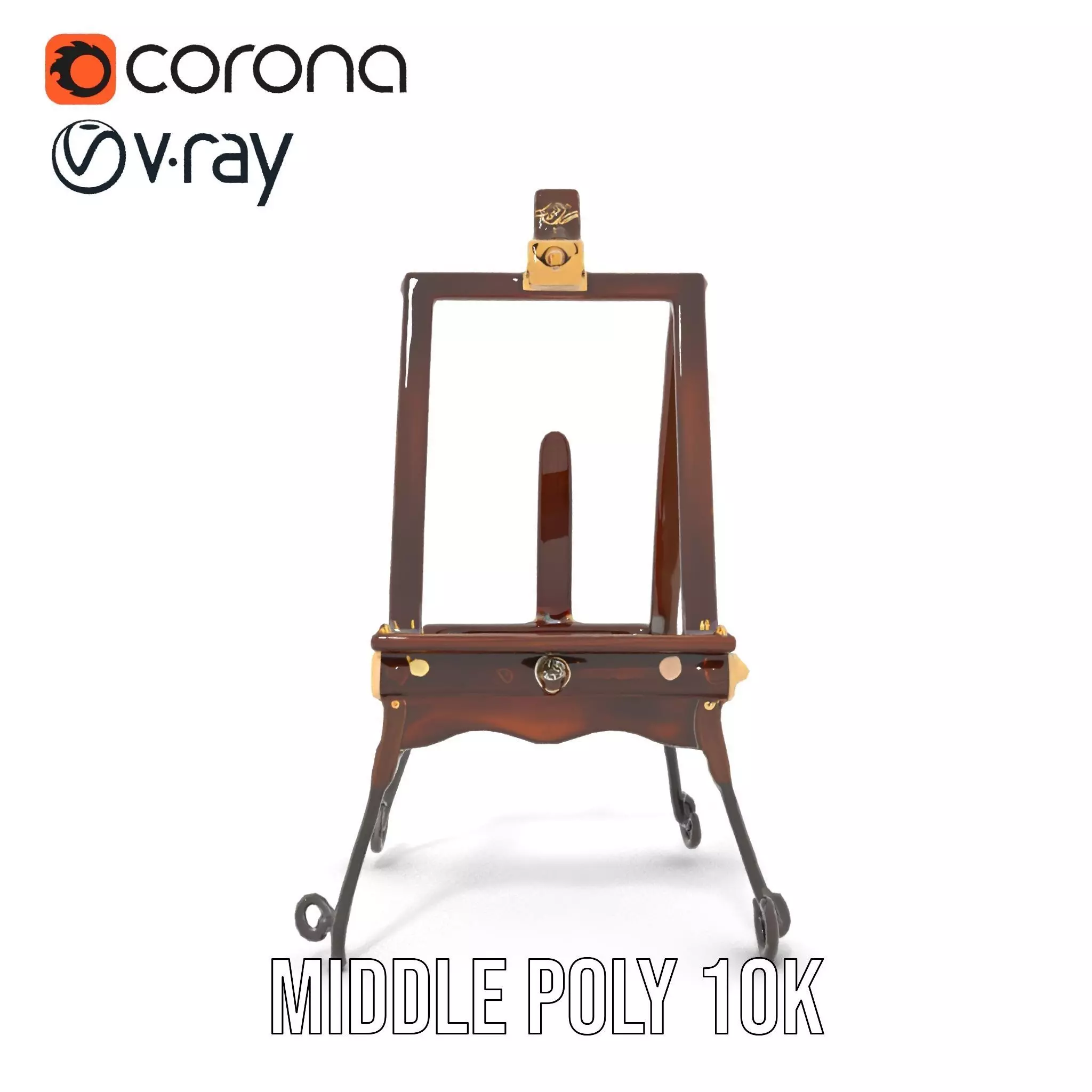 Vintage Wooden Easel model pack Low-poly 3D model_11