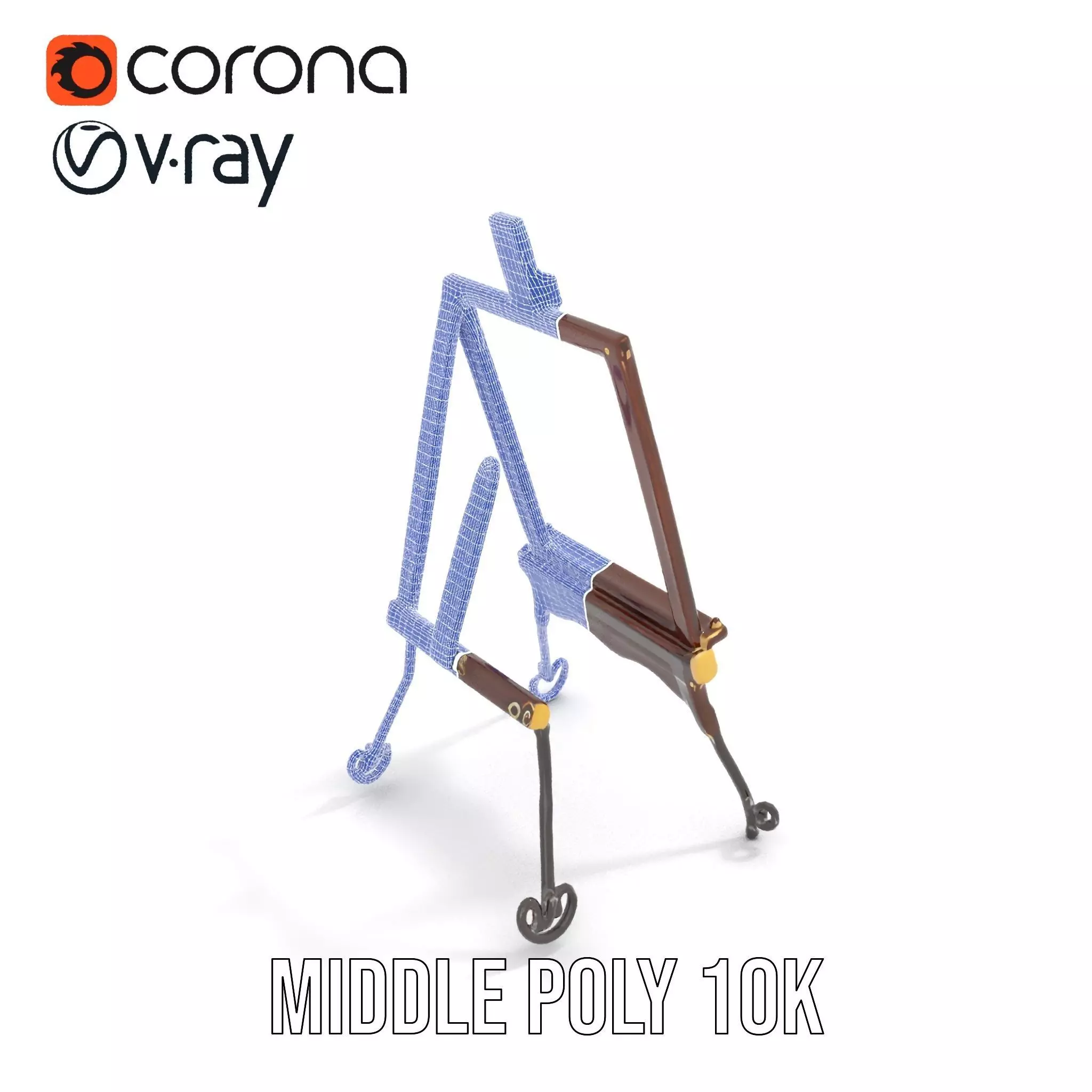 Vintage Wooden Easel model pack Low-poly 3D model_24