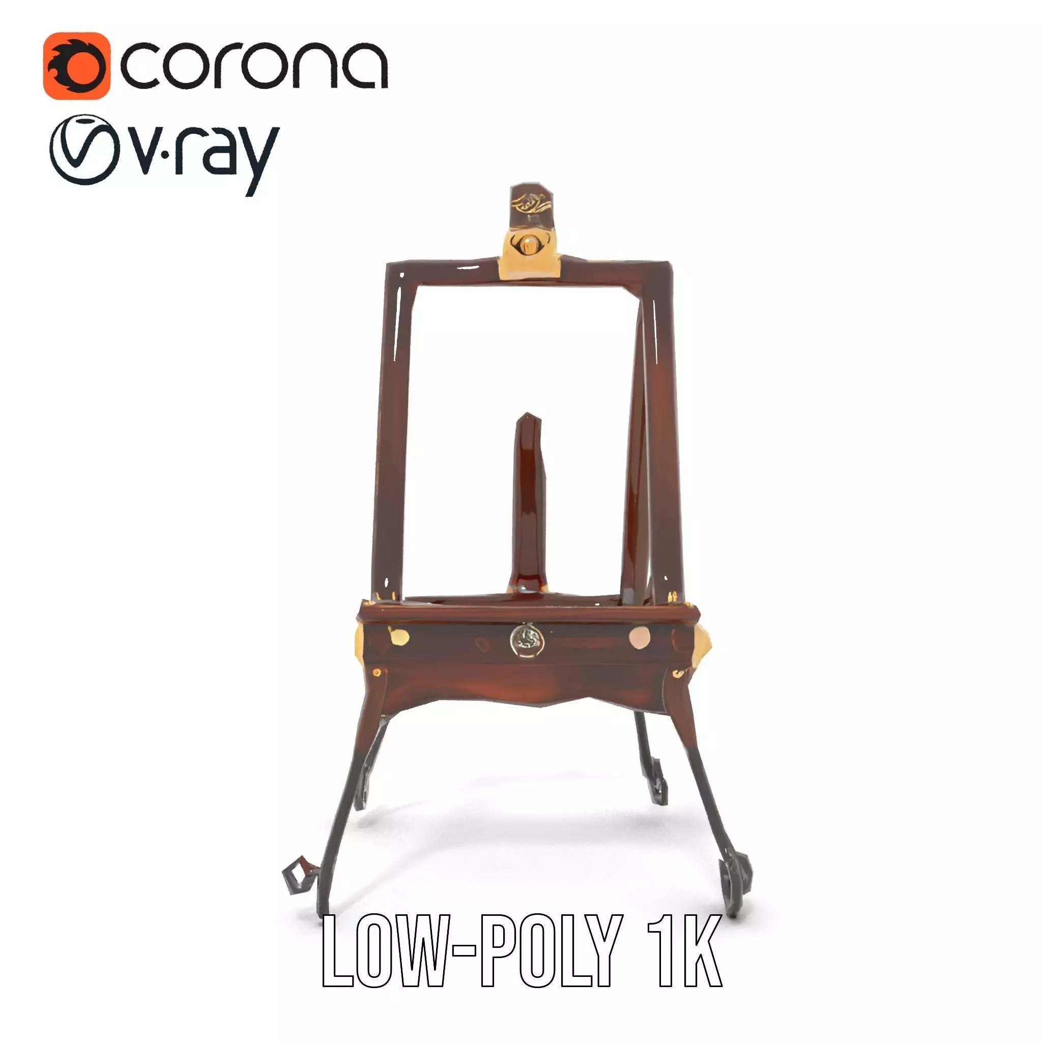 Vintage Wooden Easel model pack Low-poly 3D model_12