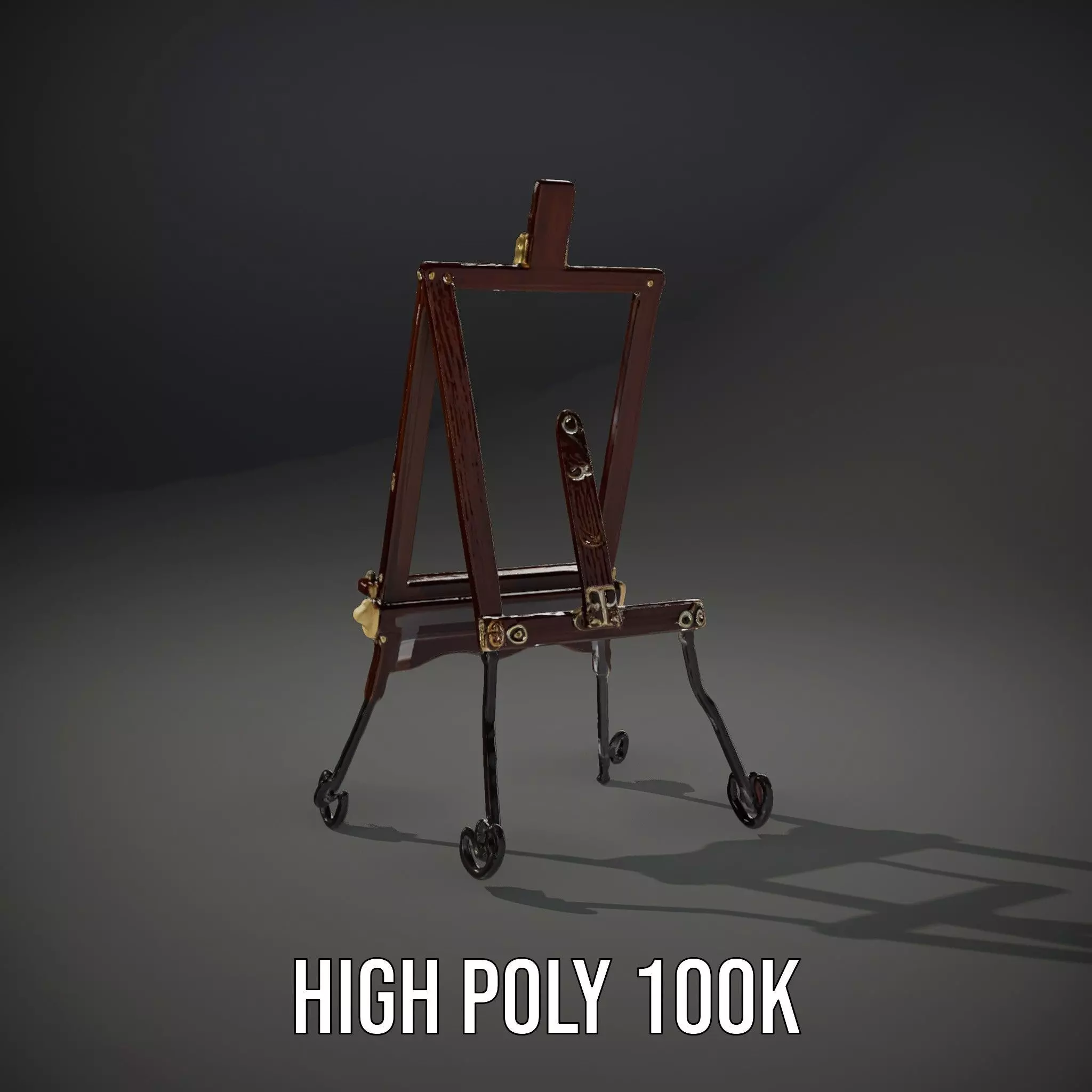 Vintage Wooden Easel model pack Low-poly 3D model_10
