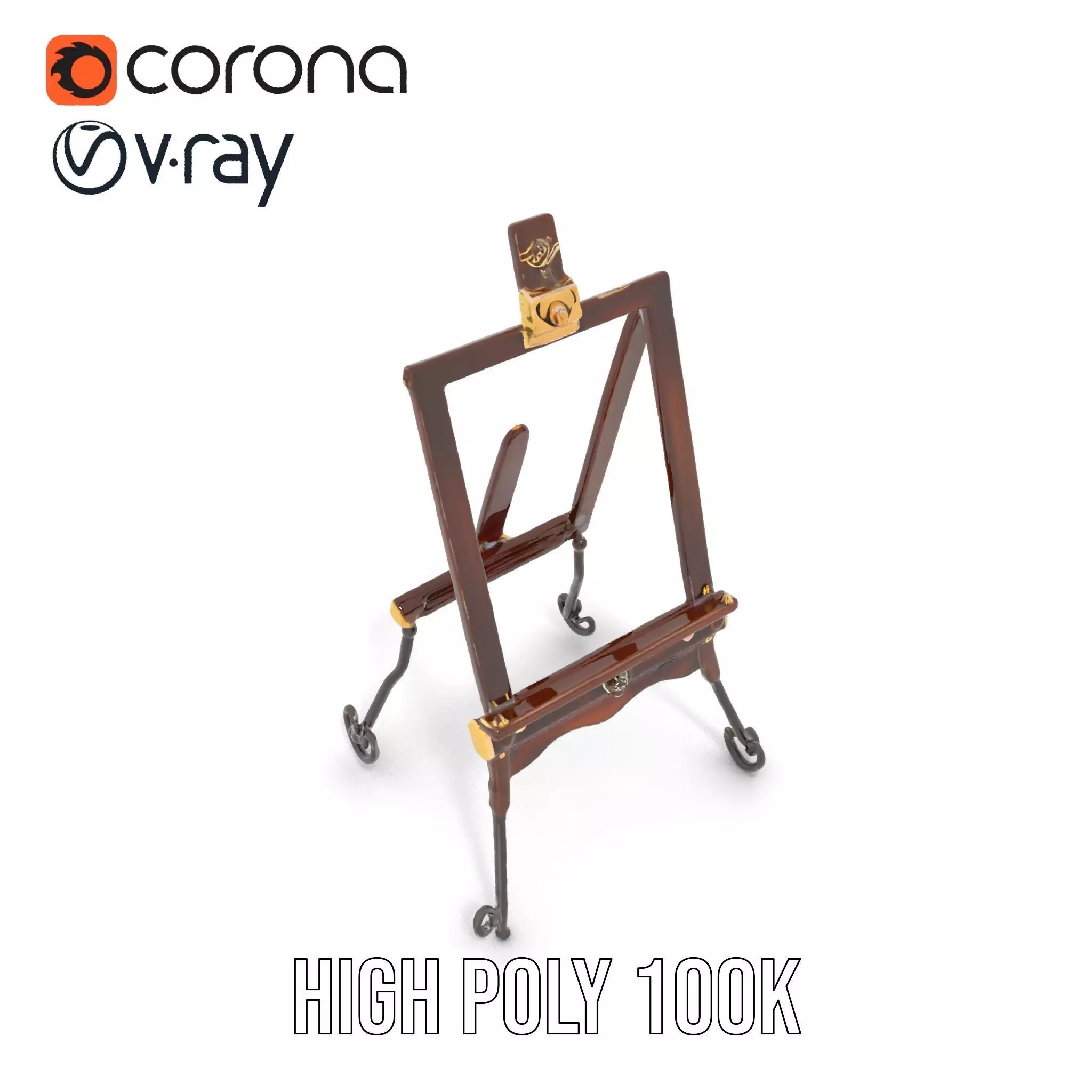 Vintage Wooden Easel model pack Low-poly 3D model_15