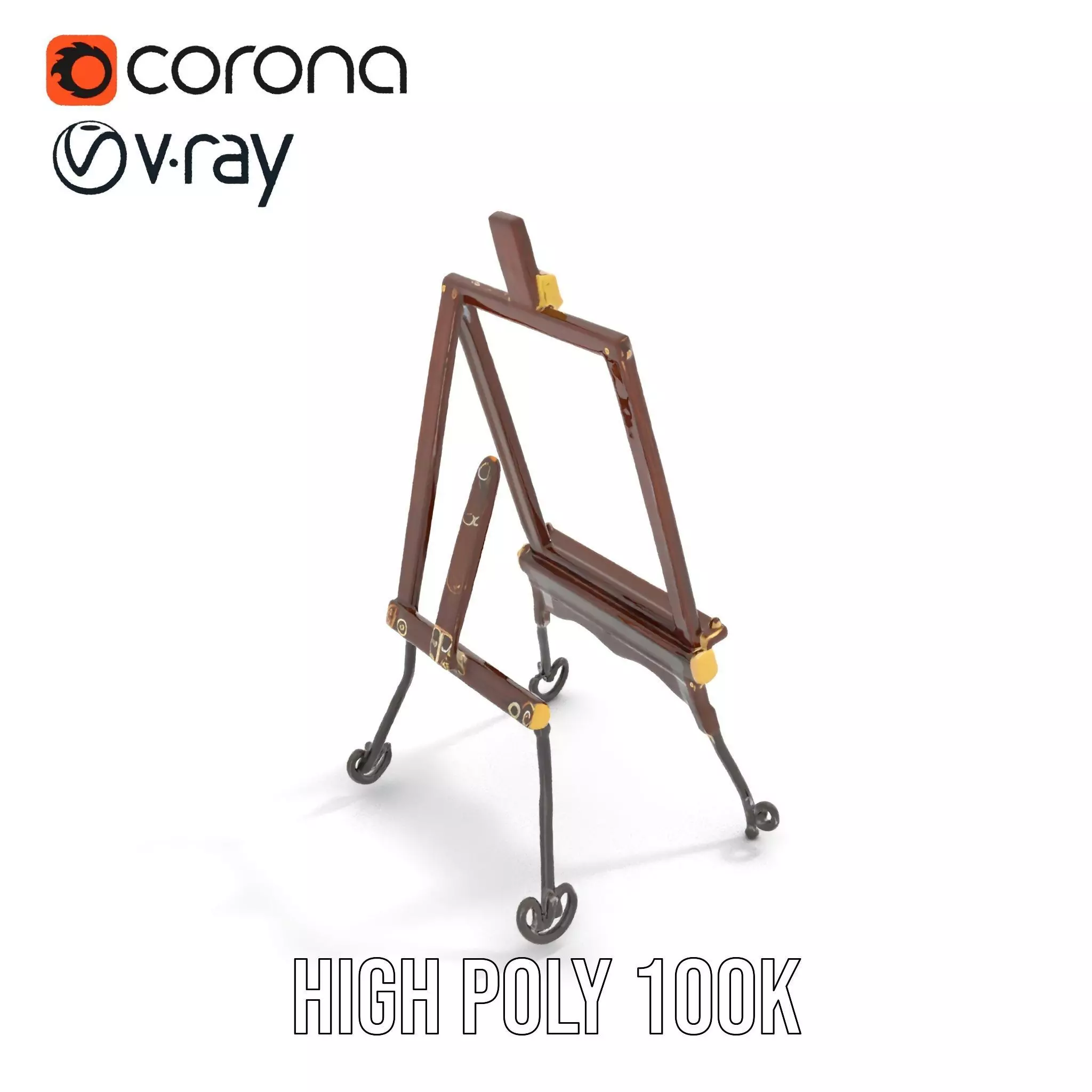 Vintage Wooden Easel model pack Low-poly 3D model_18
