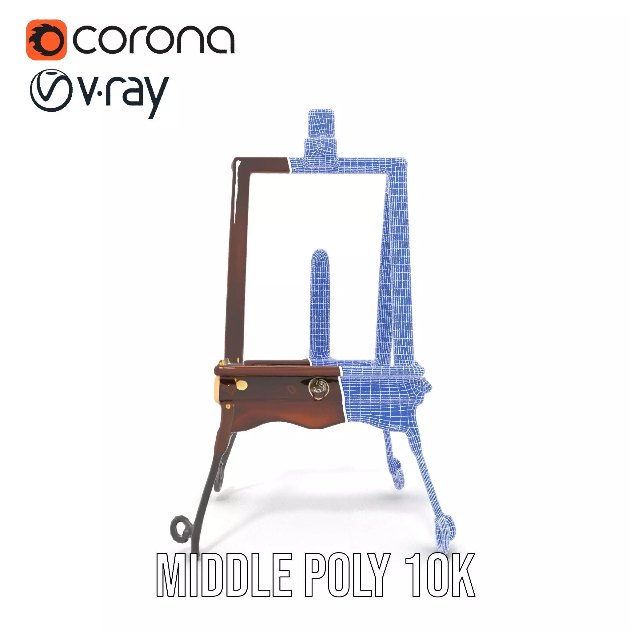 Vintage Wooden Easel model pack Low-poly 3D model_13