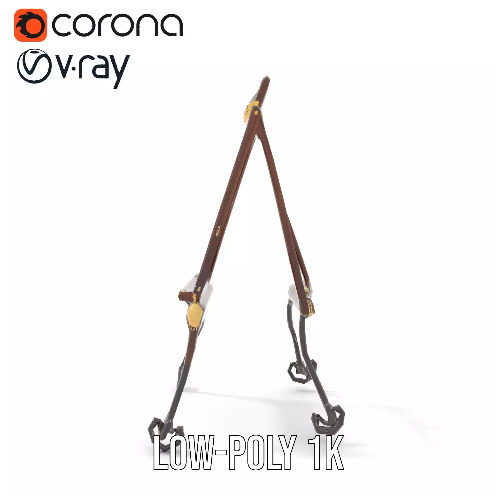 Vintage Wooden Easel model pack Low-poly 3D model_17