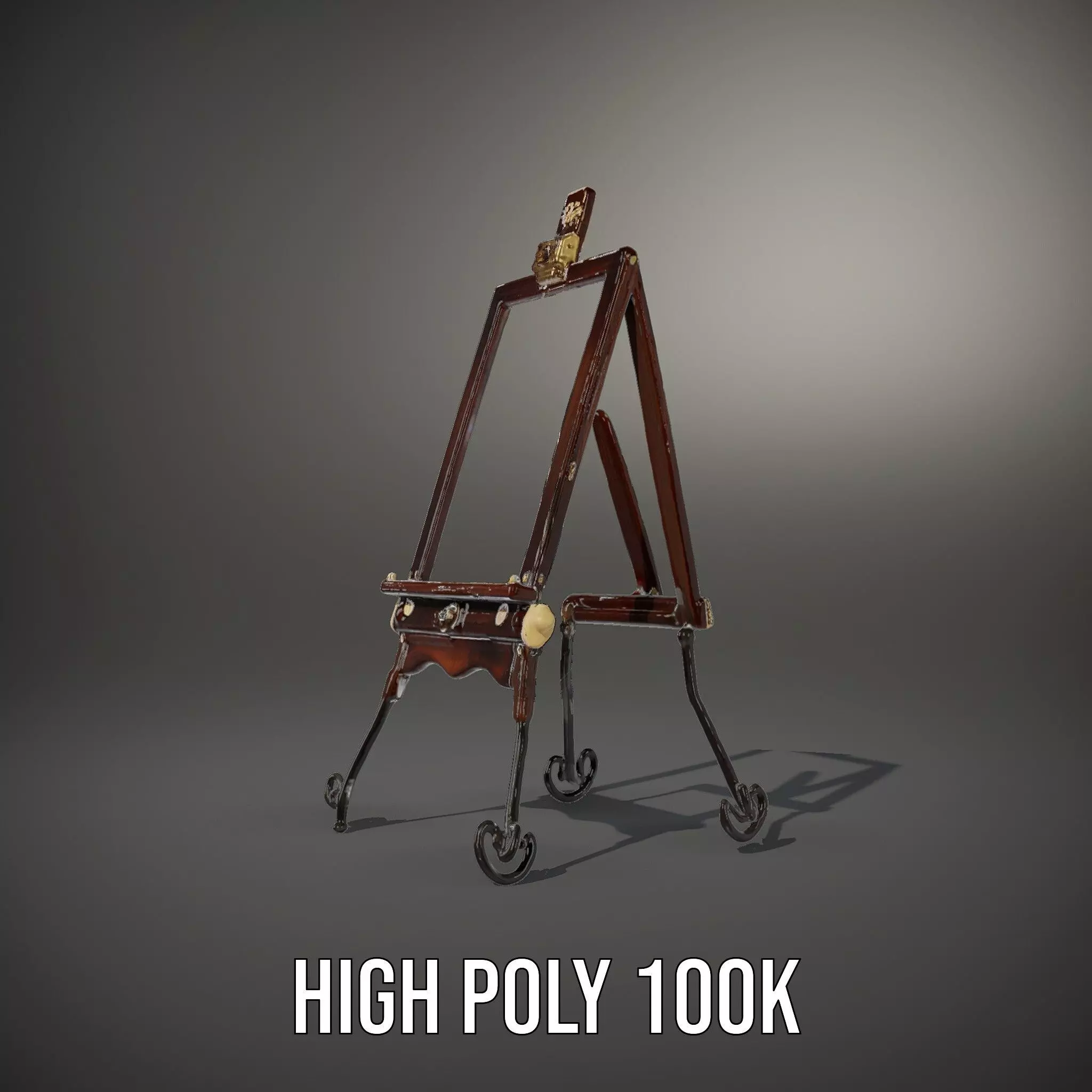 Vintage Wooden Easel model pack Low-poly 3D model_8