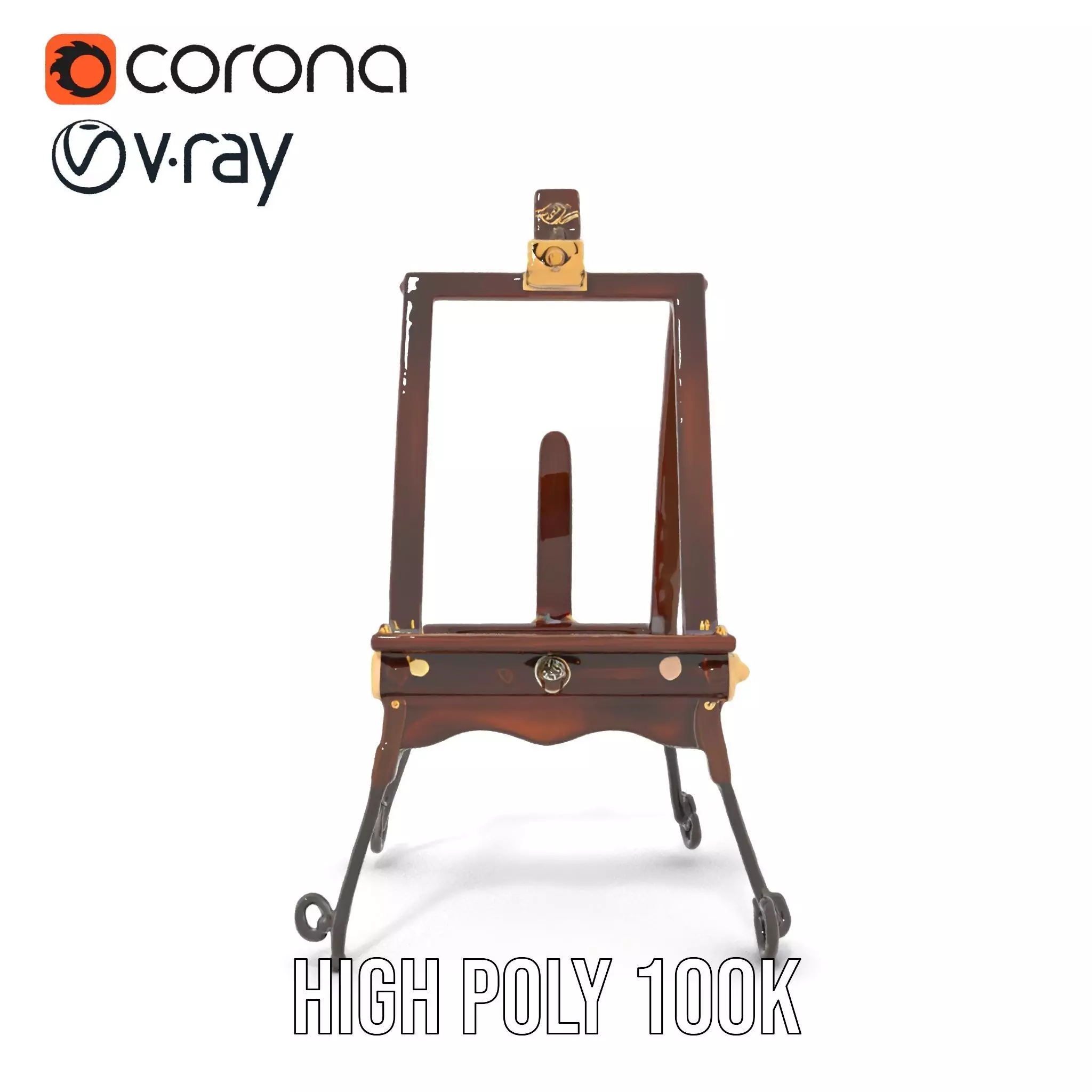 Vintage Wooden Easel model pack Low-poly 3D model_23
