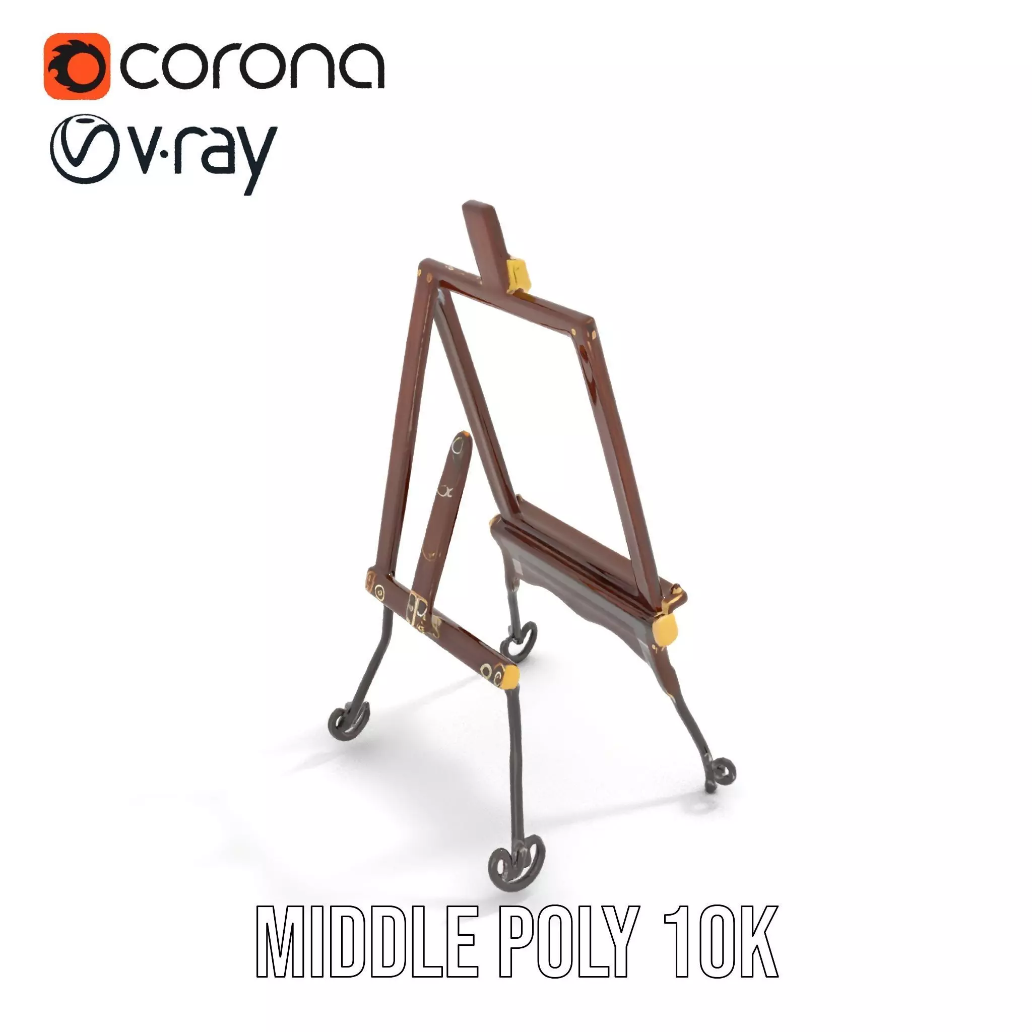Vintage Wooden Easel model pack Low-poly 3D model_6