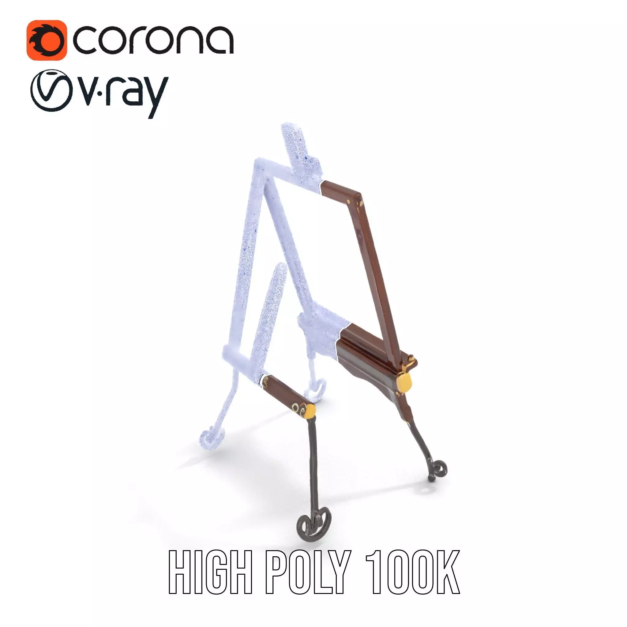 Vintage Wooden Easel model pack Low-poly 3D model_34