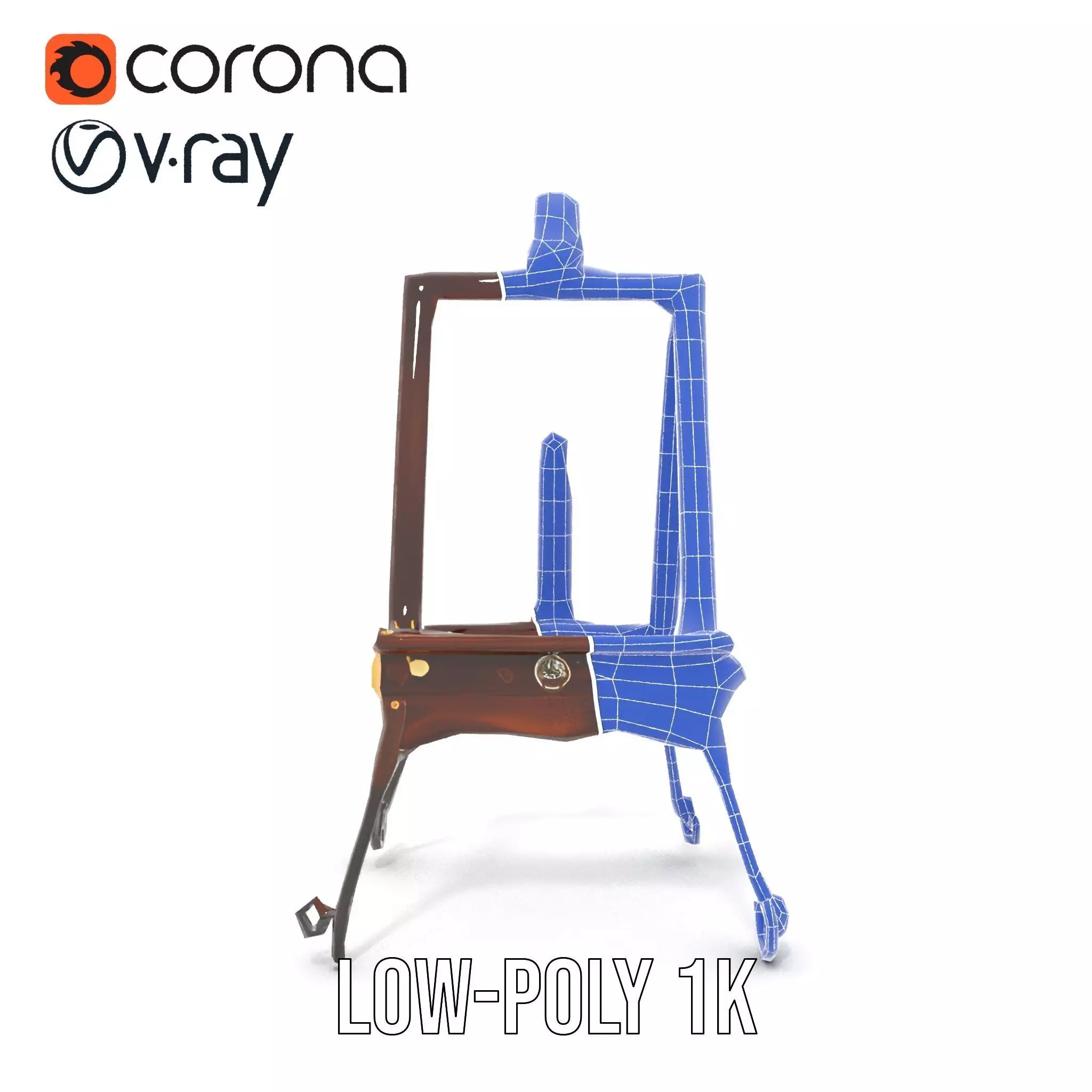 Vintage Wooden Easel model pack Low-poly 3D model_28