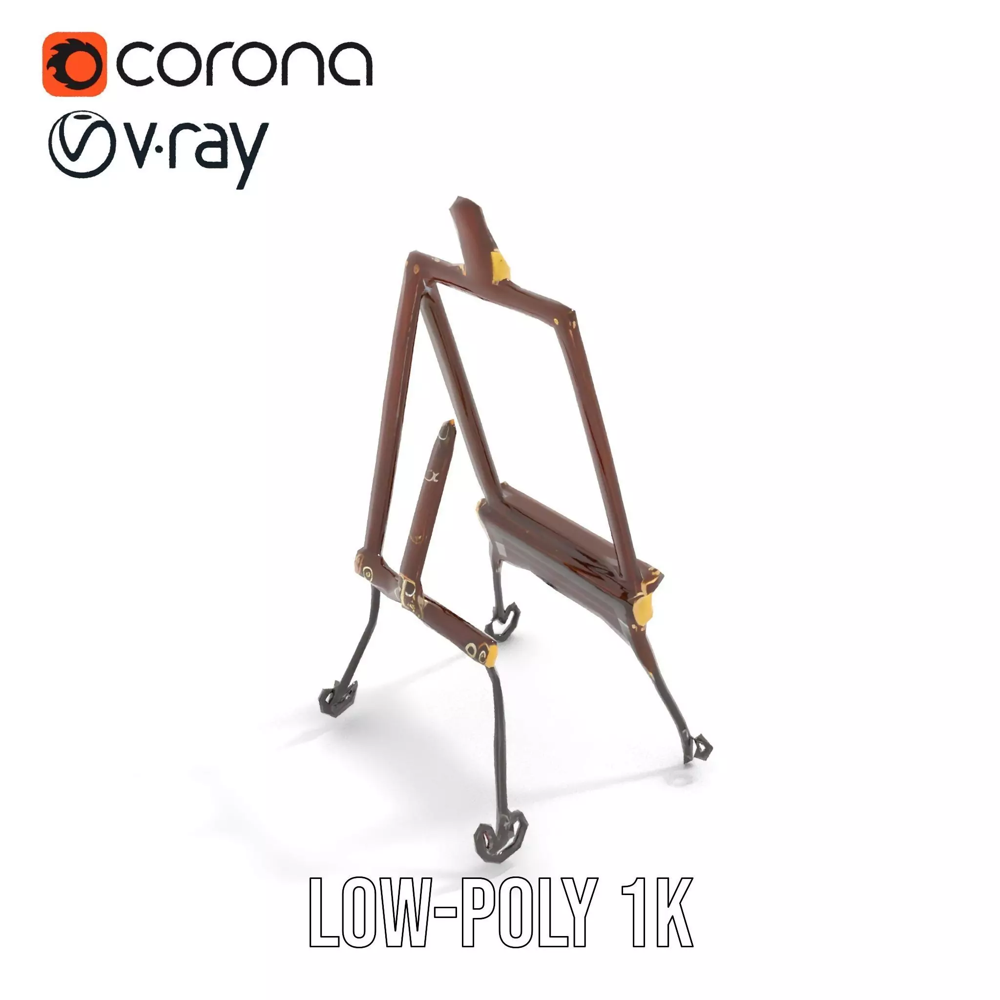 Vintage Wooden Easel model pack Low-poly 3D model_7