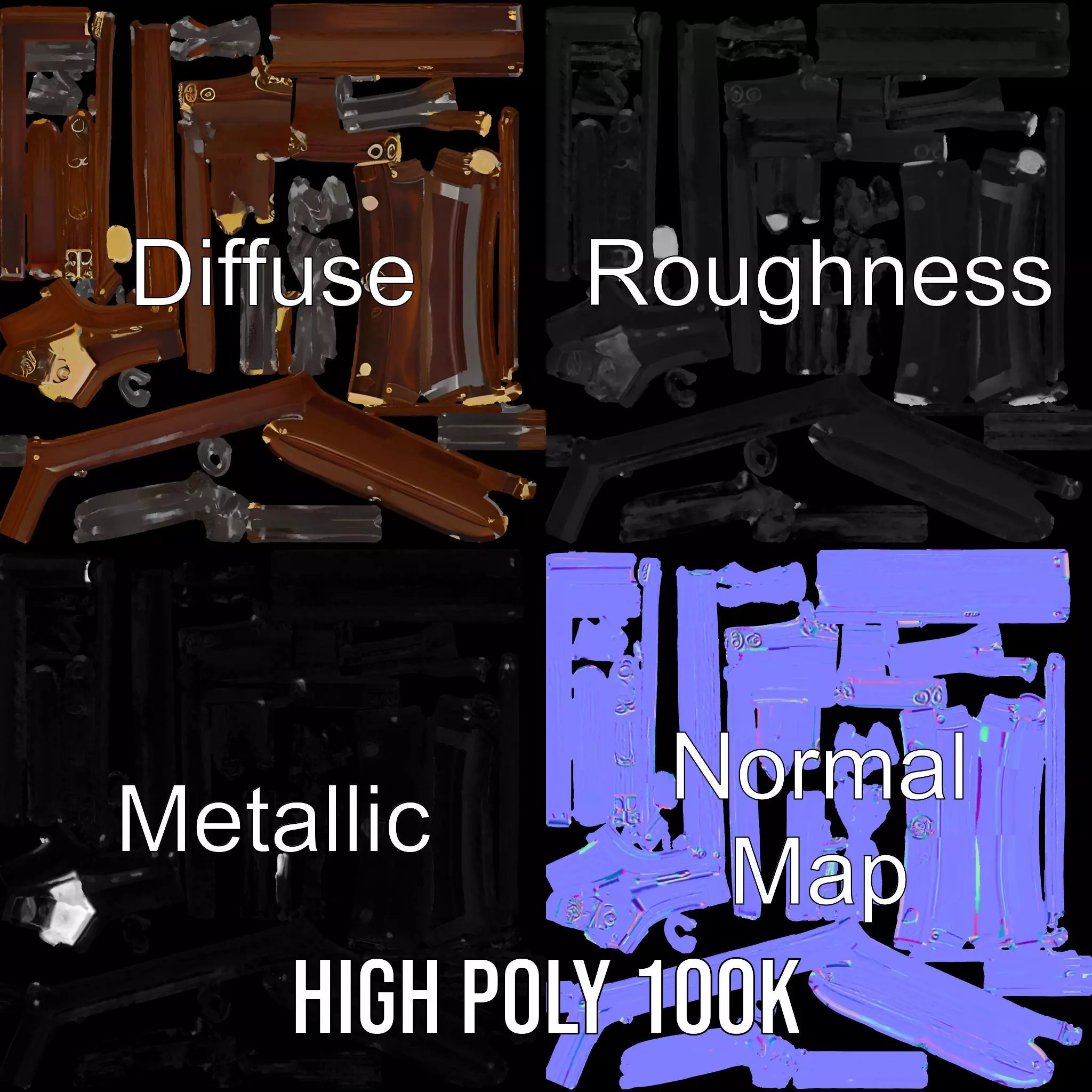 Vintage Wooden Easel model pack Low-poly 3D model_3