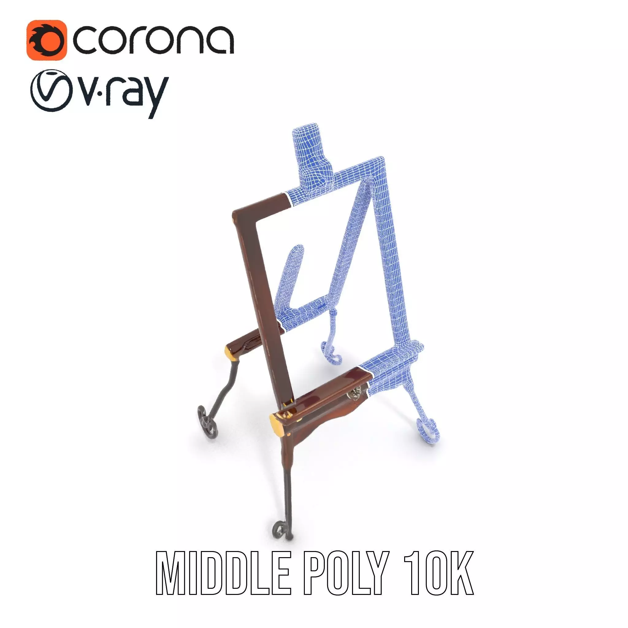 Vintage Wooden Easel model pack Low-poly 3D model_30