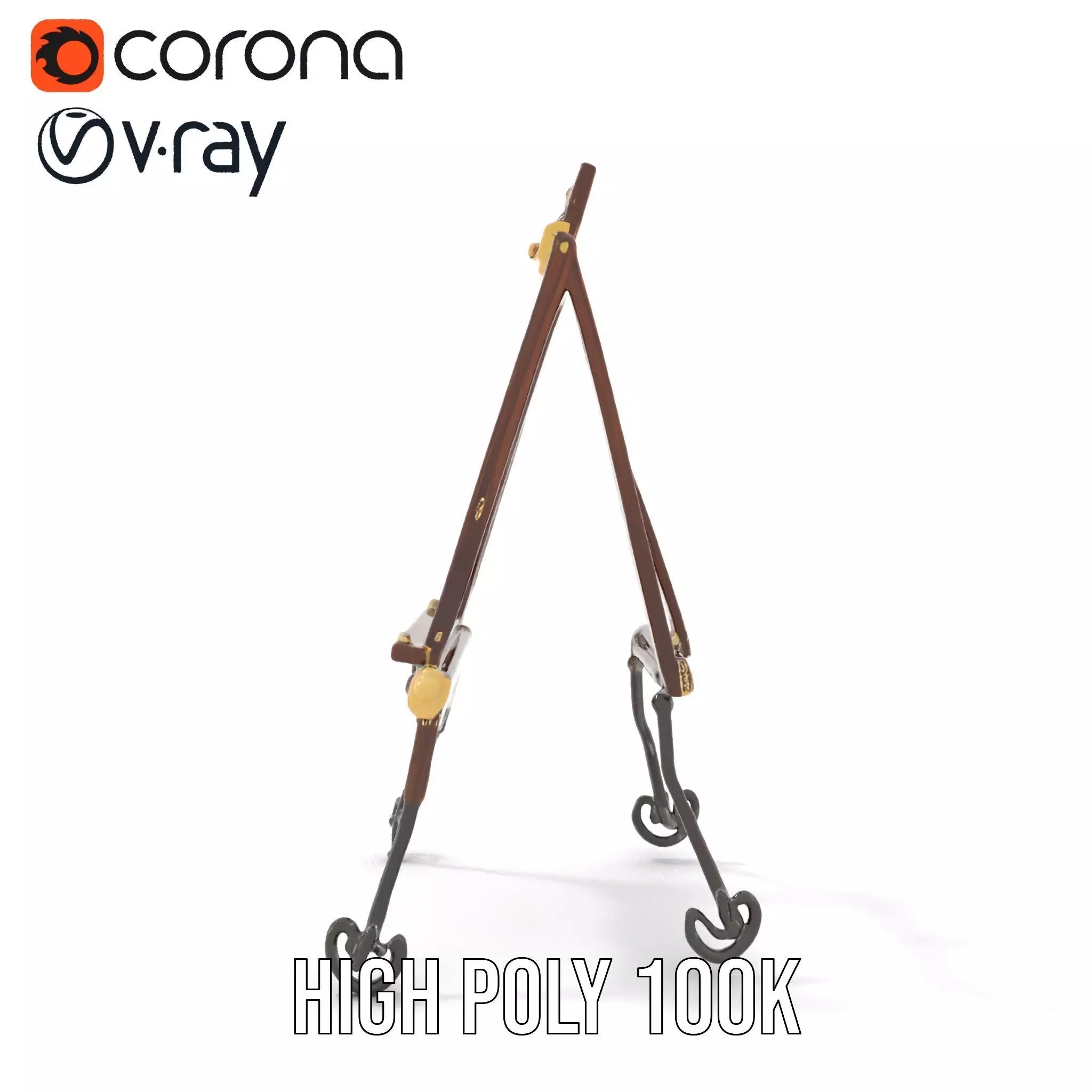 Vintage Wooden Easel model pack Low-poly 3D model_26