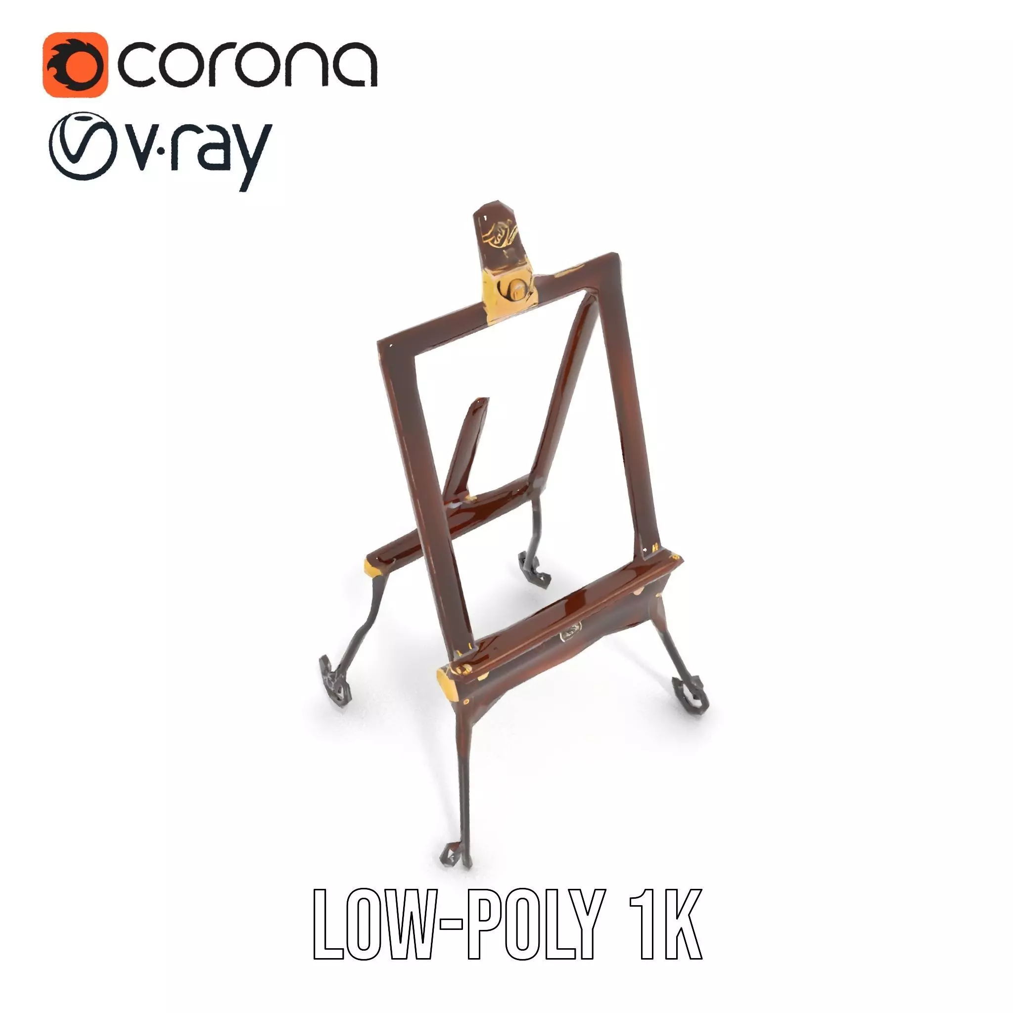 Vintage Wooden Easel model pack Low-poly 3D model_20