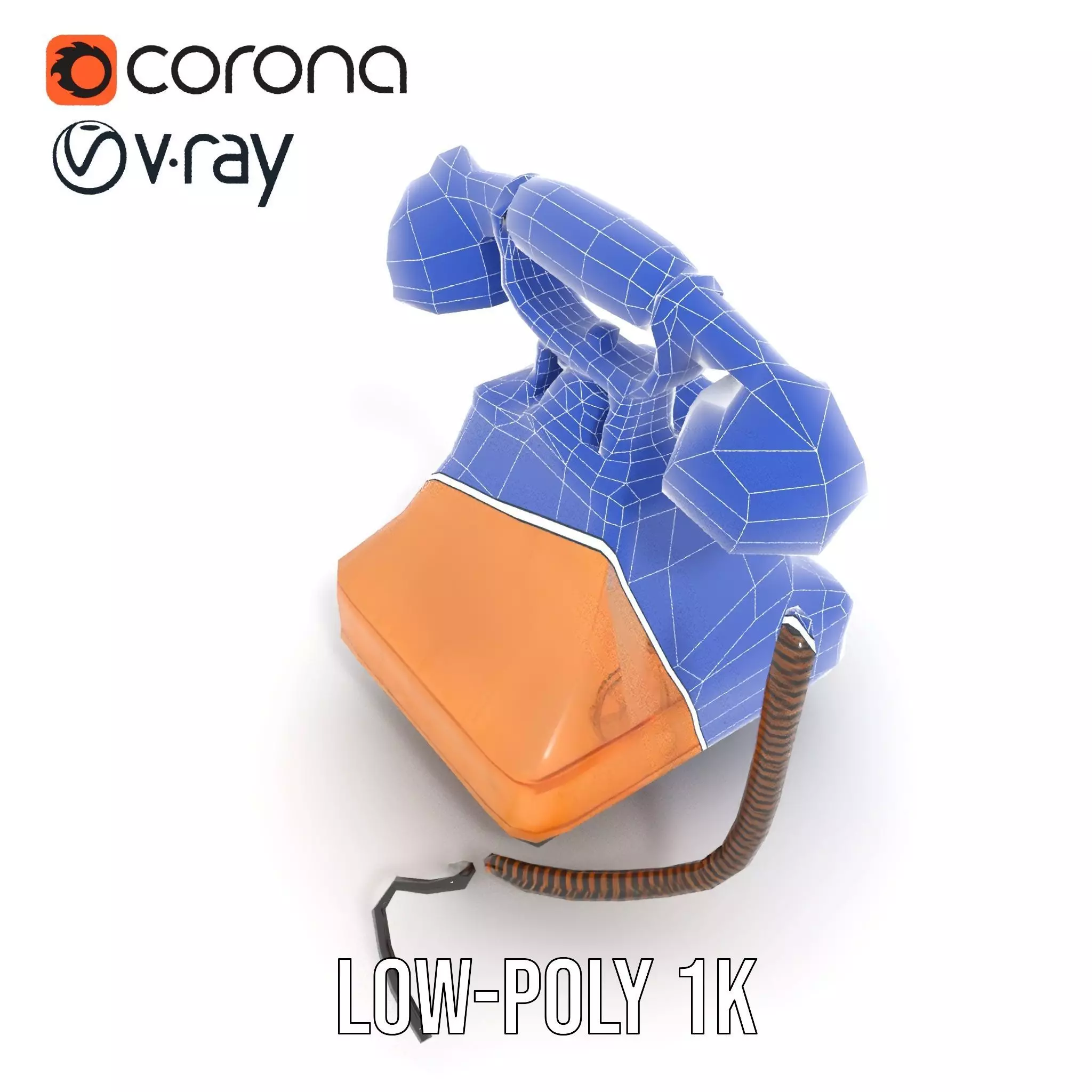 Vintage Copper Phone model pack Low-poly 3D model_28