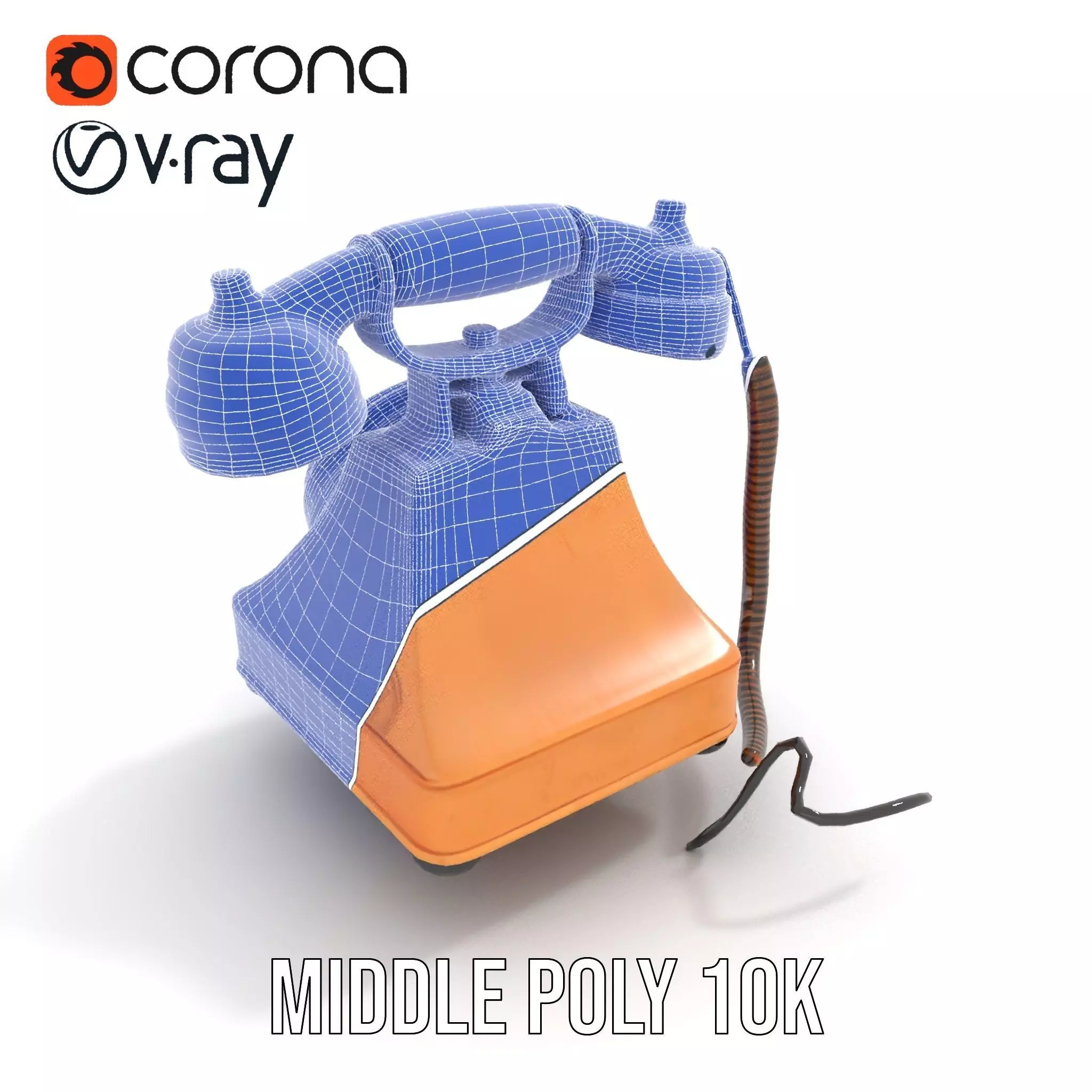 Vintage Copper Phone model pack Low-poly 3D model_15