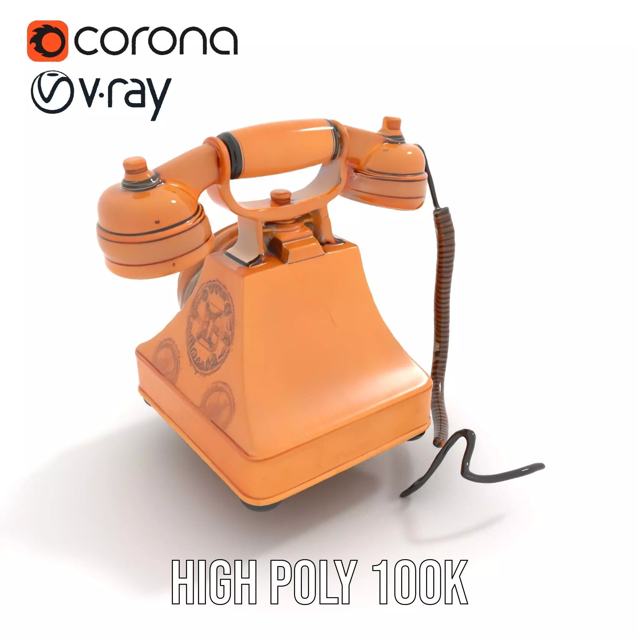 Vintage Copper Phone model pack Low-poly 3D model_29